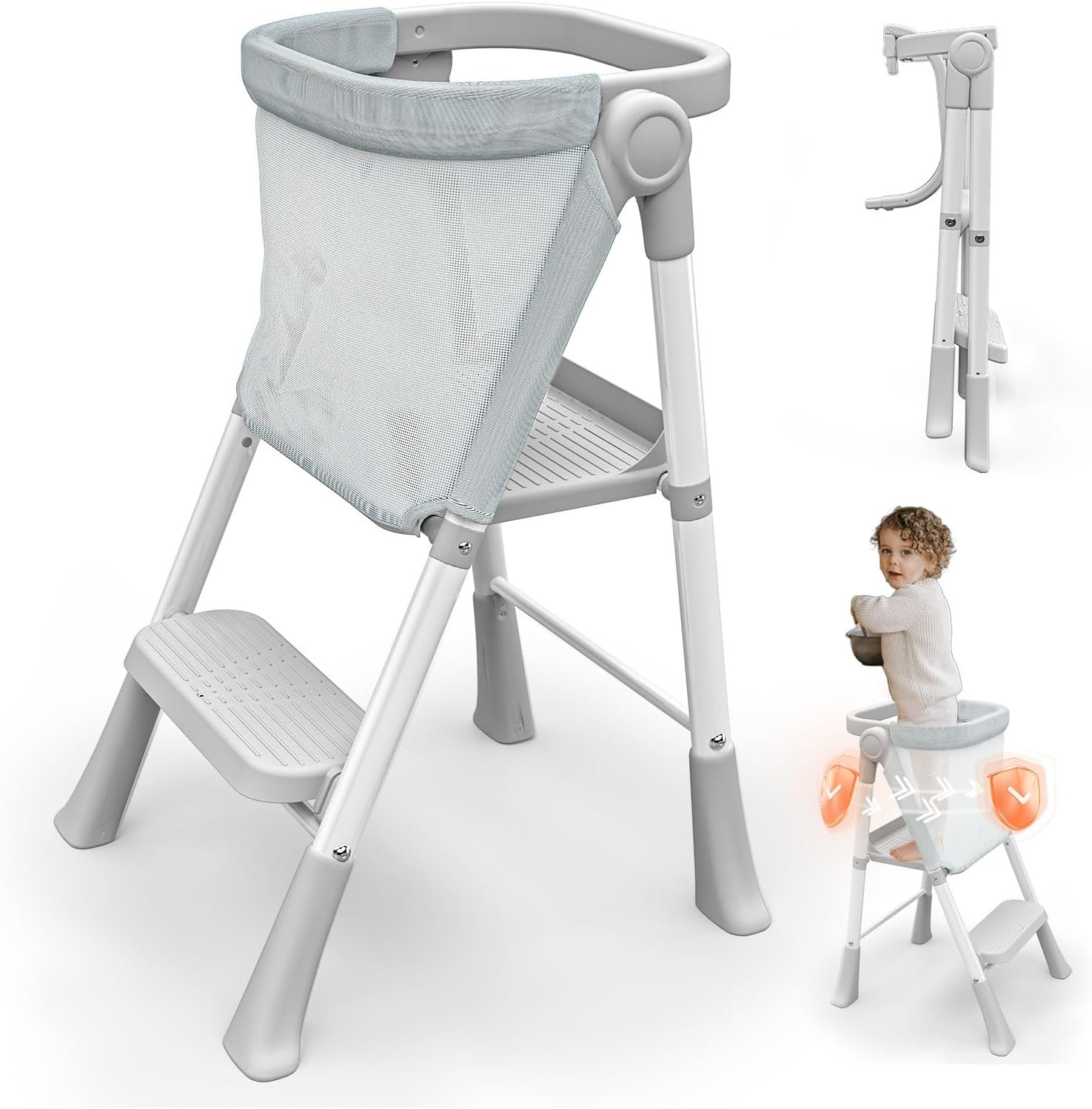 Foldable Toddler Standing Tower,Kitchen Step Stool for Kids 1.5-6 Years