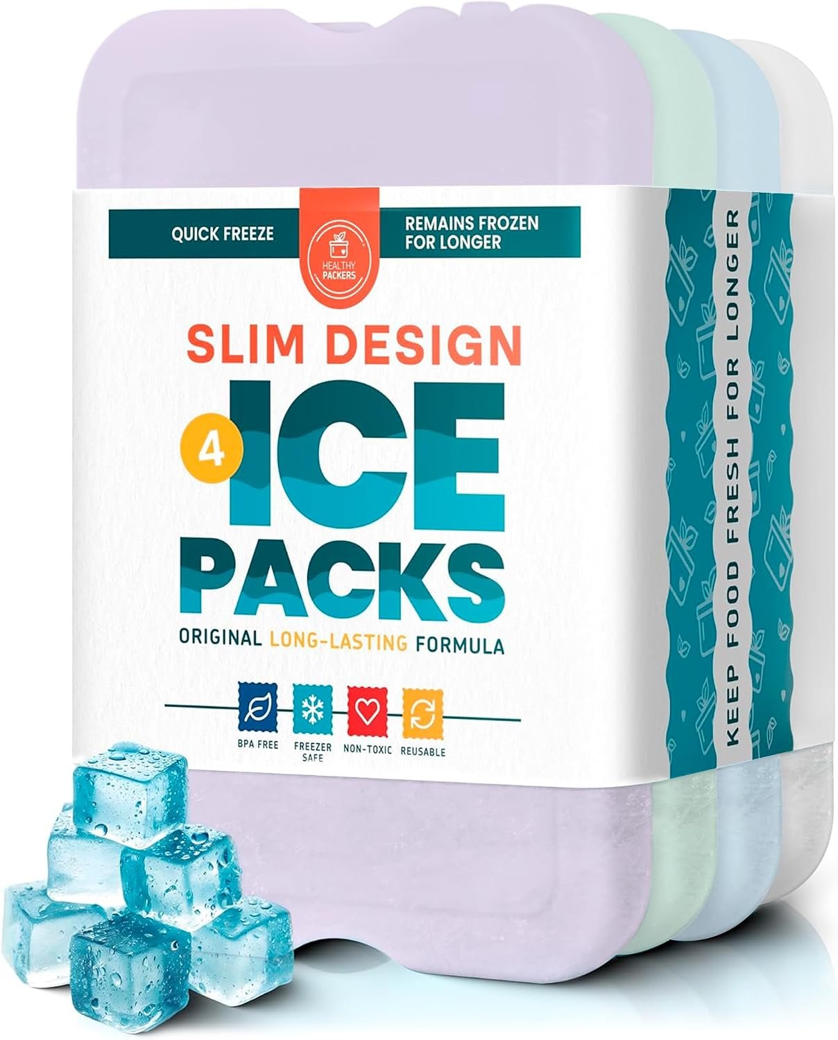 Healthy Packers Ice Packs for Lunch Boxes, Slim Cooler Ice Packs