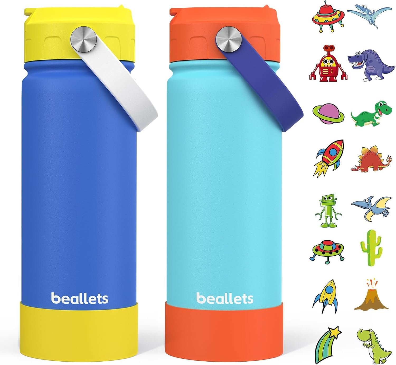 18oz Kids Insulated Water Bottle, 2 Pack Straw Cup