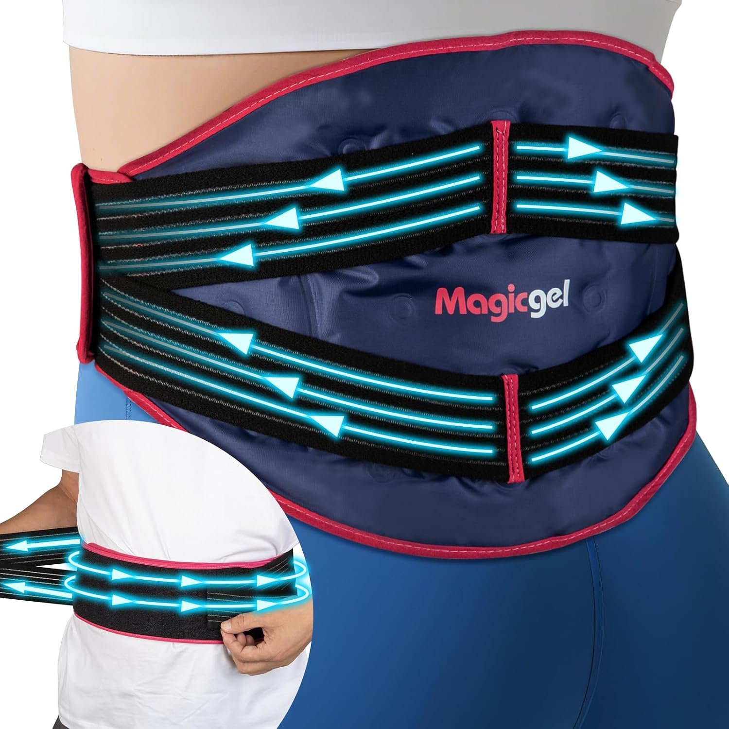 Magic Gel Back Ice Pack – Maximum Compression Sports Cold Compress Wrap for Back & Lower Body – Reusable Hot & Cold Packs