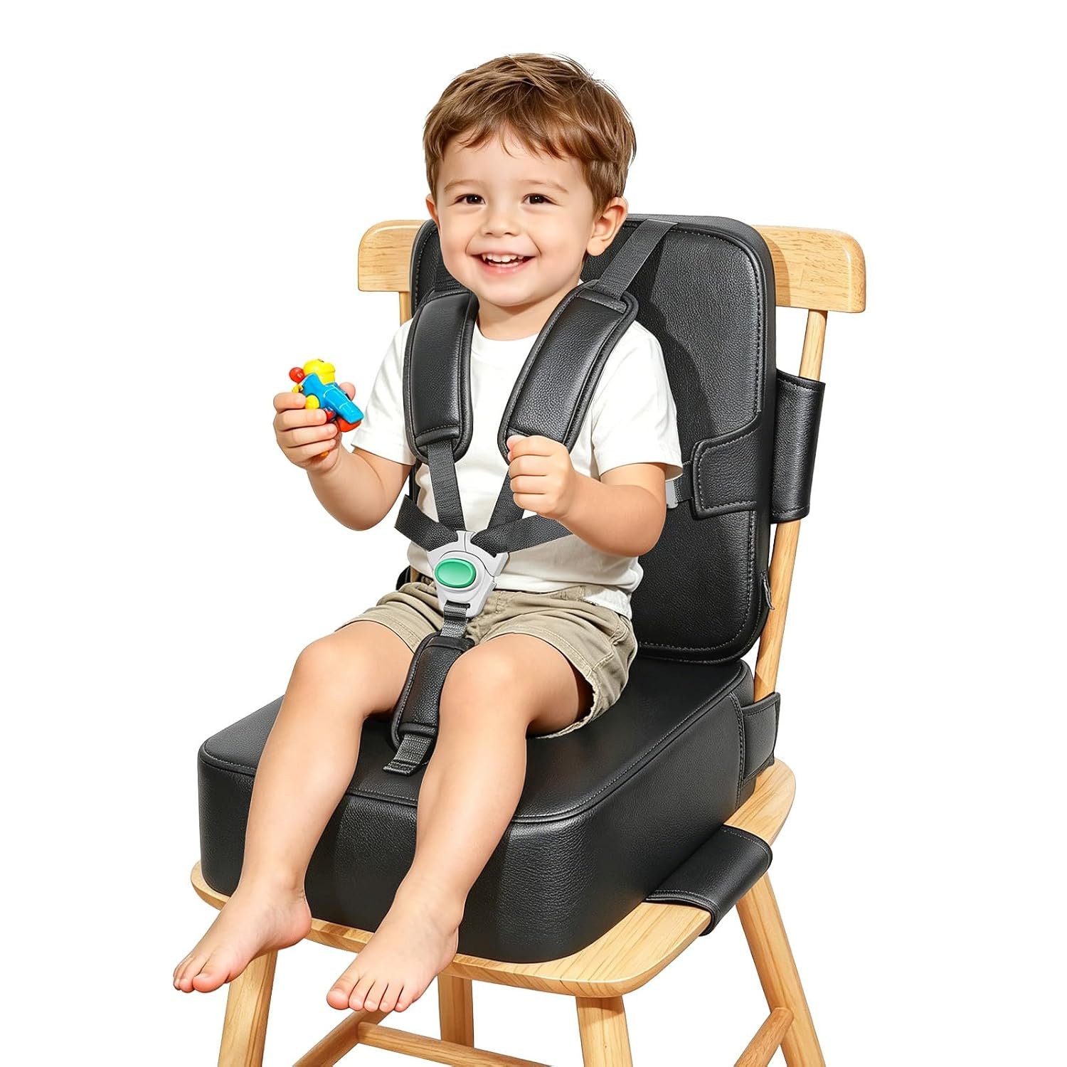 Toddler Booster Seat for Dining Table,Kitchen Chair Booster Cushion | Non-Slip Booster Seat with 5 Piont Harness, PU Waterproof Wipe-Clean Cover, Travel Baby Booster Increasing Cushion
