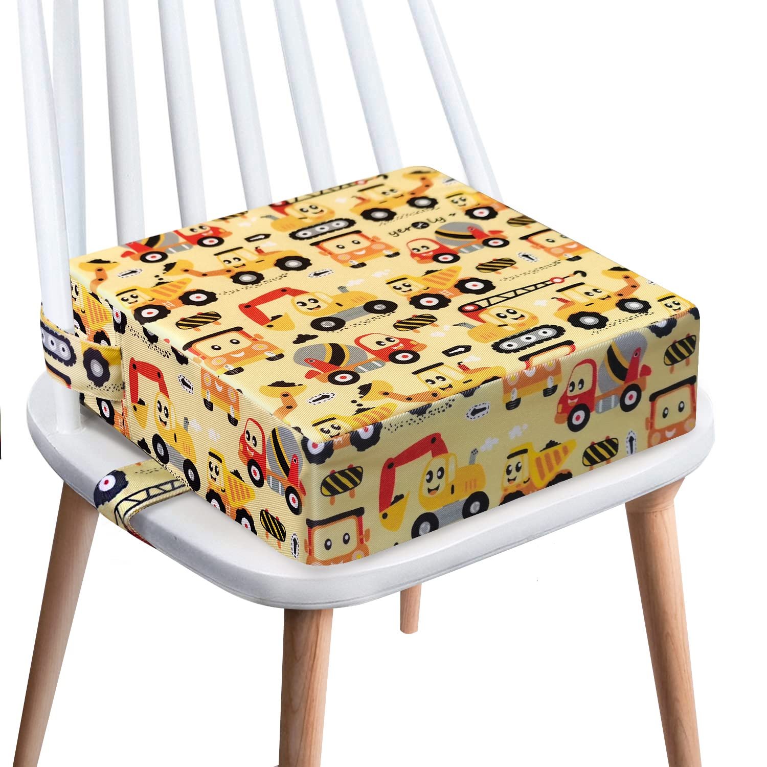 Toddler Booster Seat for Dining Table,4 Inches Washable Double Safer Straps Non-Slip Bottom Booster Seat Dining for Kids, Portable Travel High Density Sponge Detachable Increasing Cushion for Child
