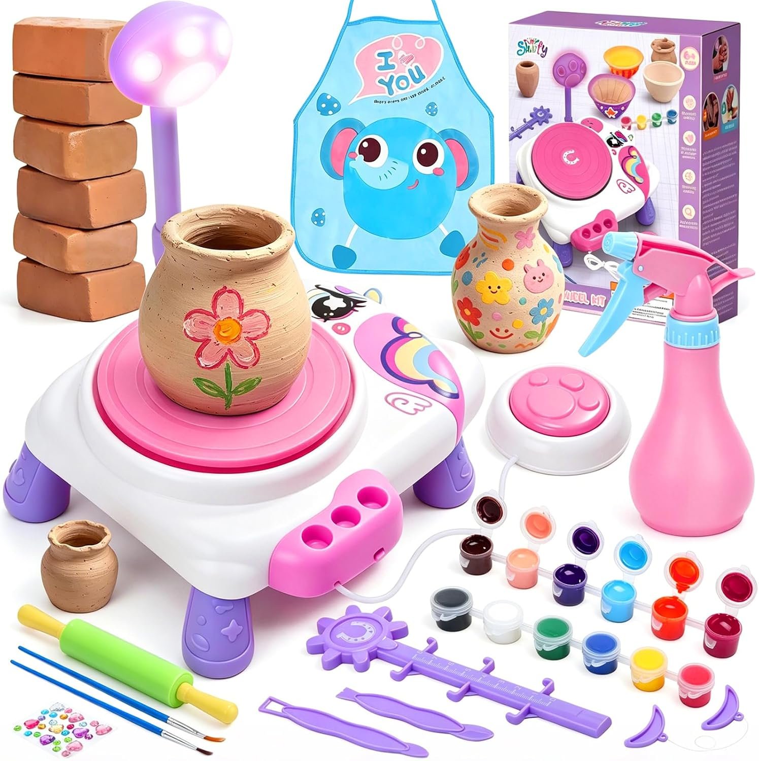 Pottery Wheel for Kids, Air Dry Clay Craft Kit with USB Power, Ages 6+