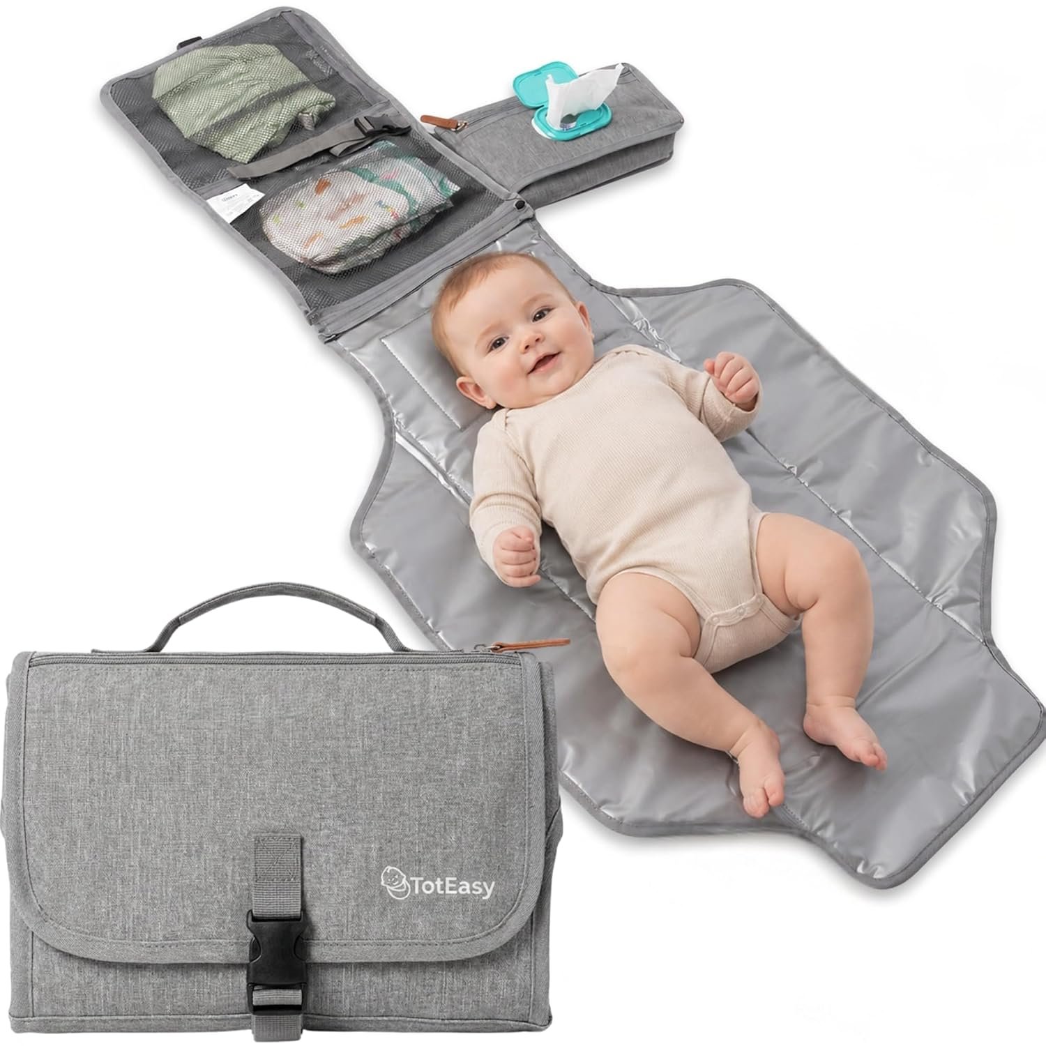 Portable Changing Pad XL with Universal Wipes Pocket Travel Baby Pad