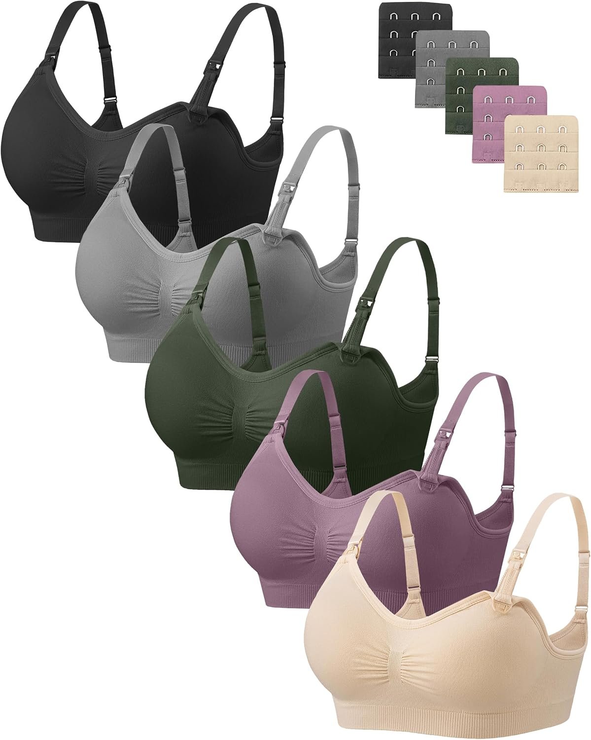 Angelhood Women Nursing Bras for Breastfeeding 5 Pack, Maternity Sleep Bra