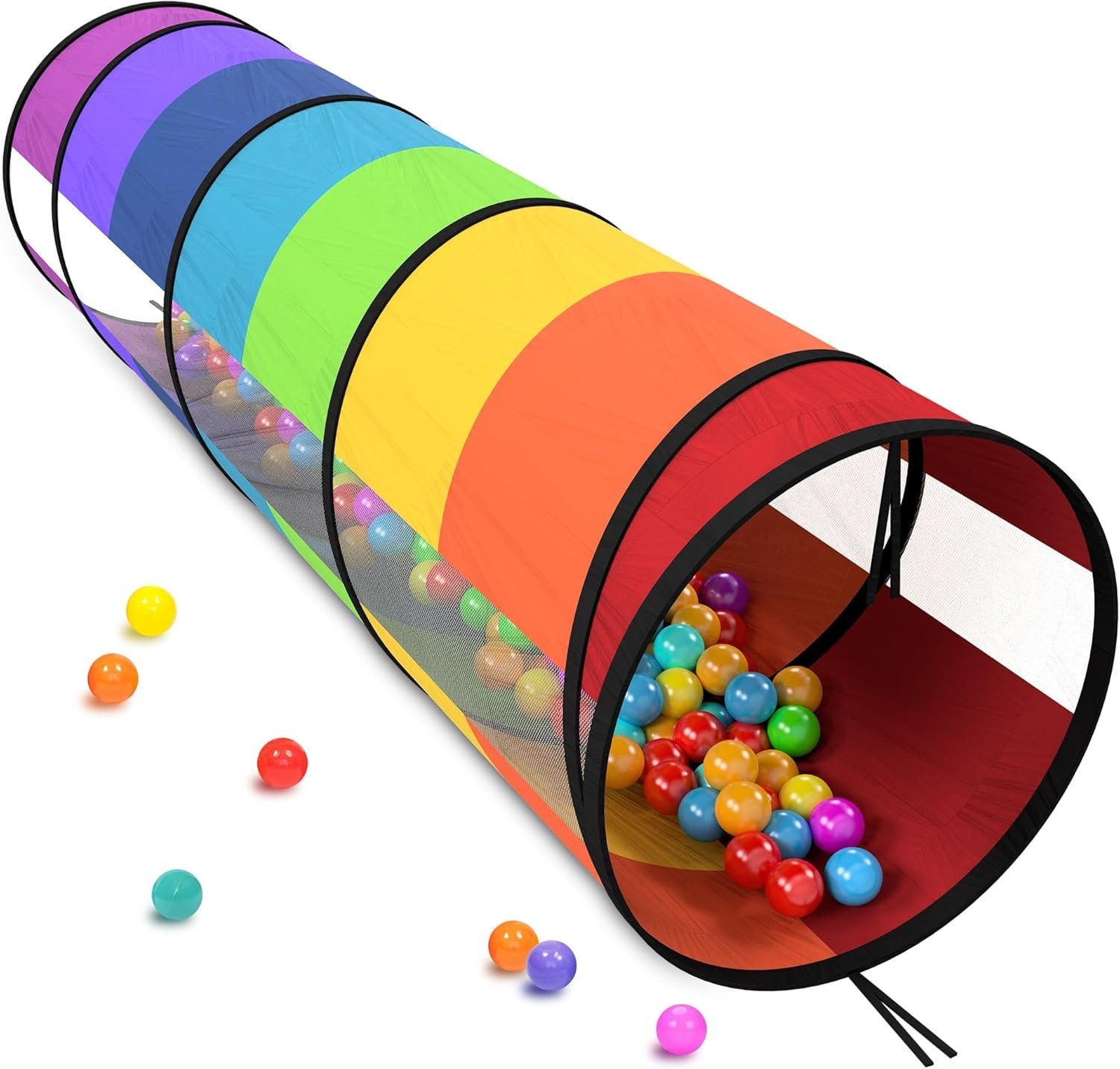 Playz Kids Play Tunnel Toys for Toddlers 1-3, Large 21″ Rainbow Pop Up