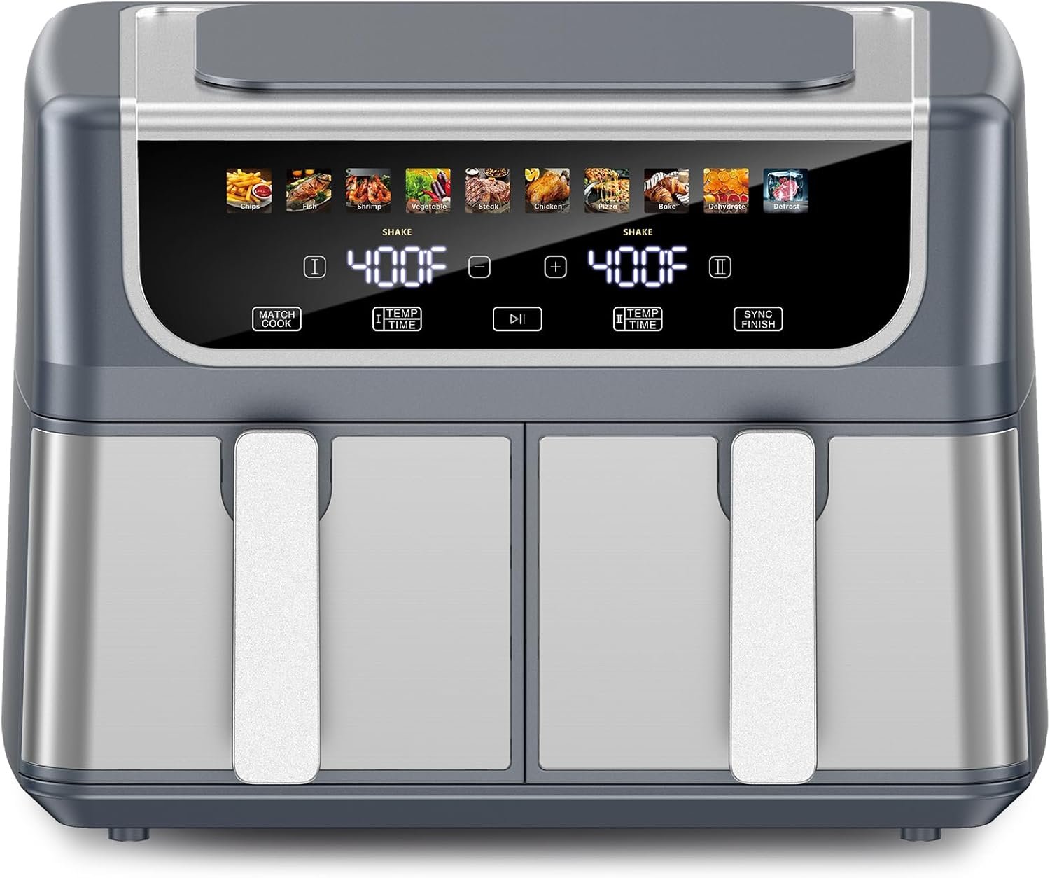 OLIXIS Dual Air Fryers with 2 Baskets 9.5 Quarts Large Airfryer 10-in-1