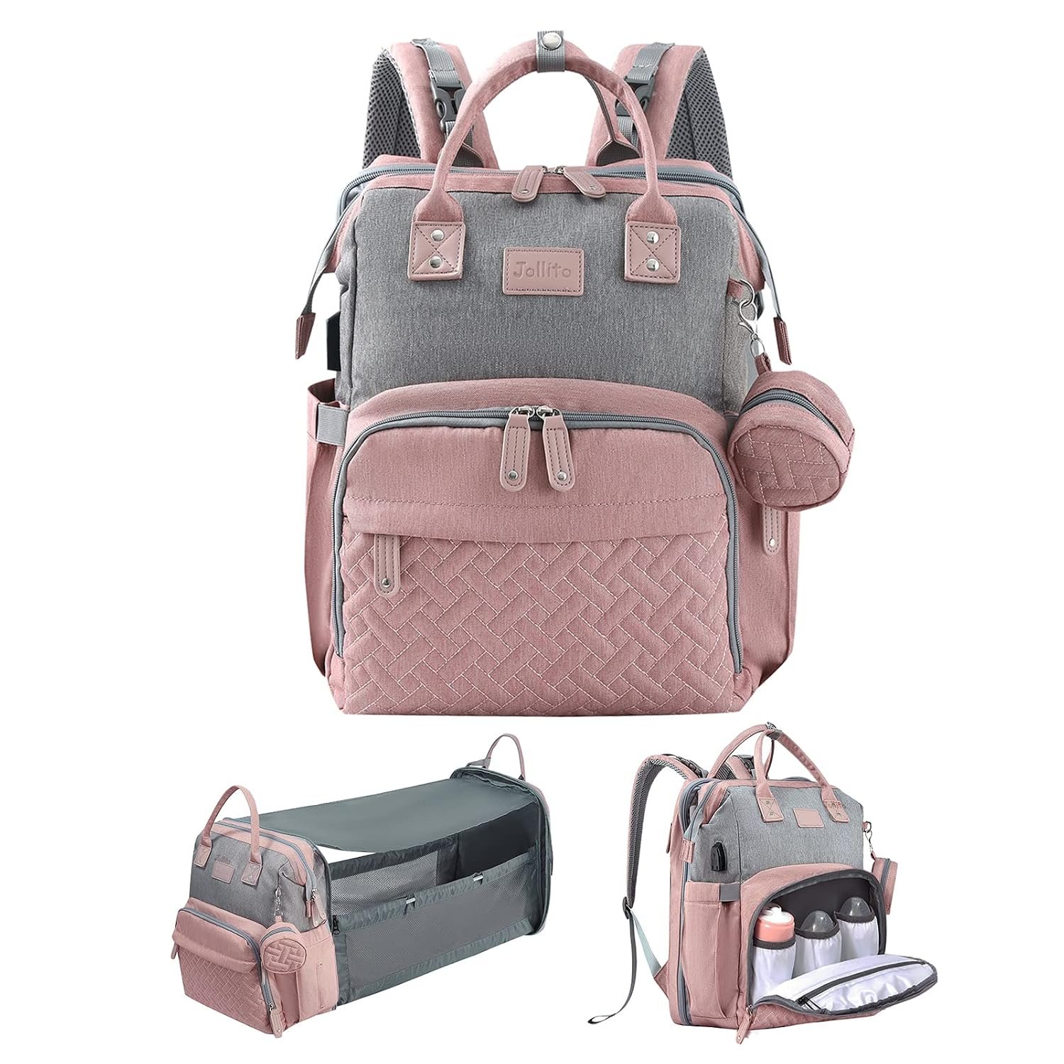 JOLLITO Diaper Bag Backpack with Changing Station, Baby Registry Search