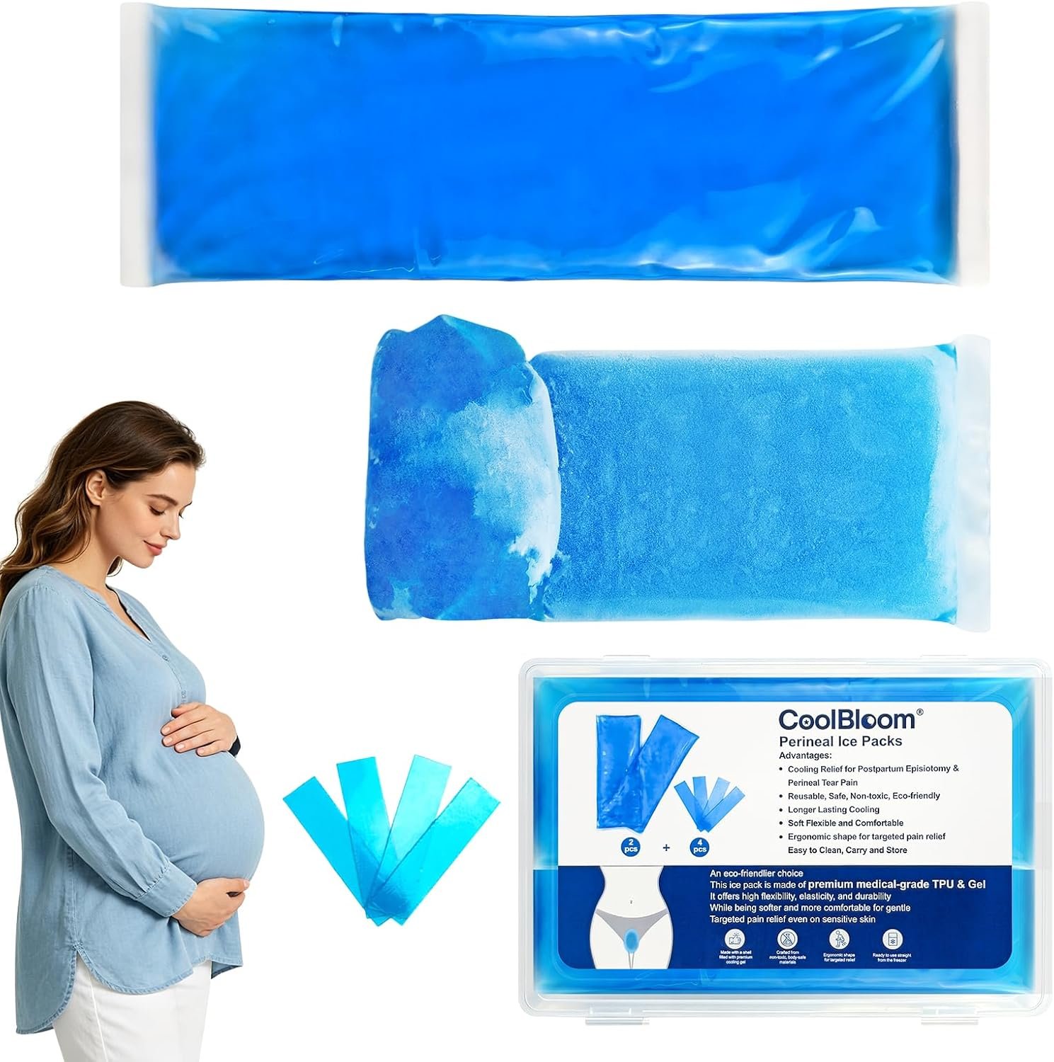 Reusable Postpartum Perineal Ice Packs, Flexible When Frozen Hot Cold Pads
