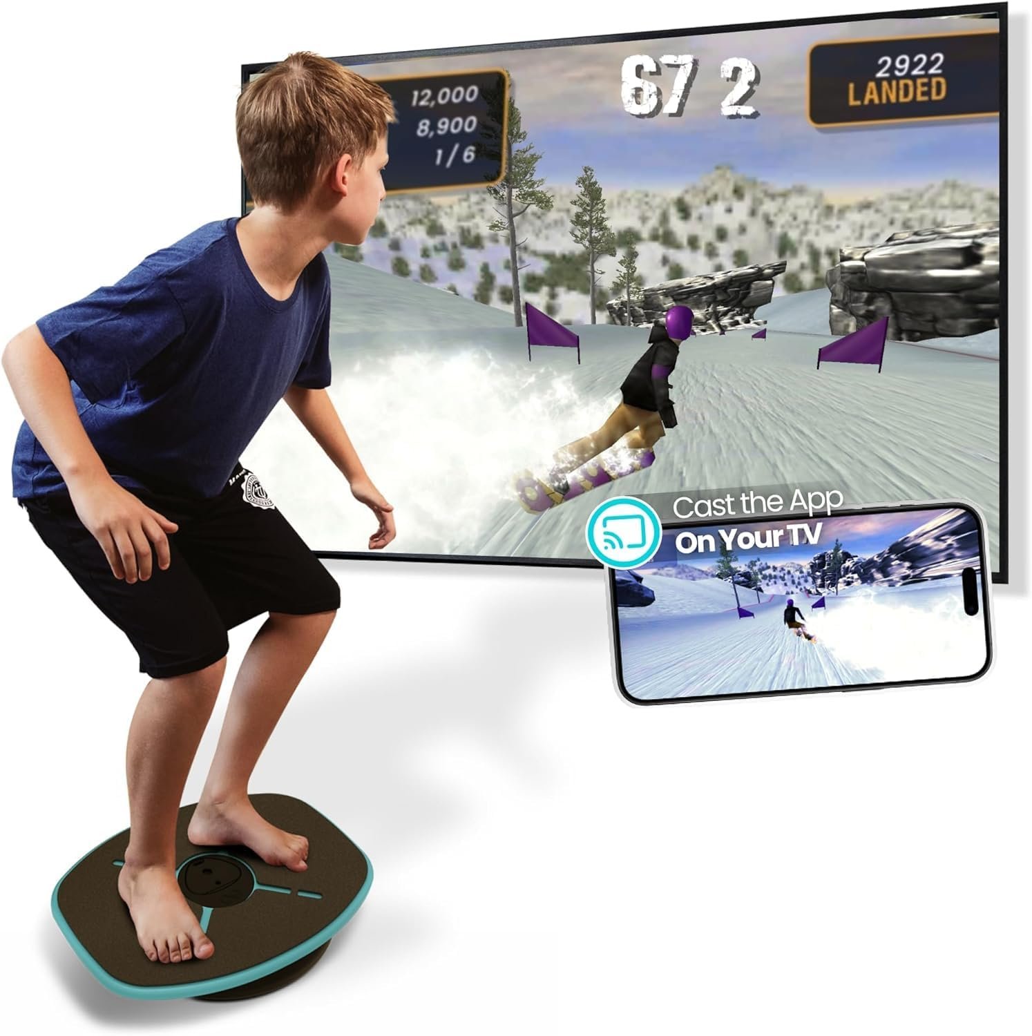 GoBalance Board – App-Enabled Balance Board. Smart Bluetooth Sensor, 12 FREE Interactive Games – Fun, Balance Training and Home Gym Workout! Boost Coordination & Strength for Teens and Adults