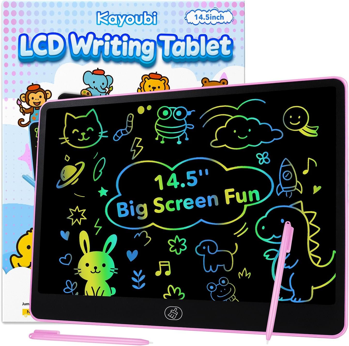Kayoubi LCD Writing Tablet for Kids, 14.5 Inch Large Drawing Board, Pink