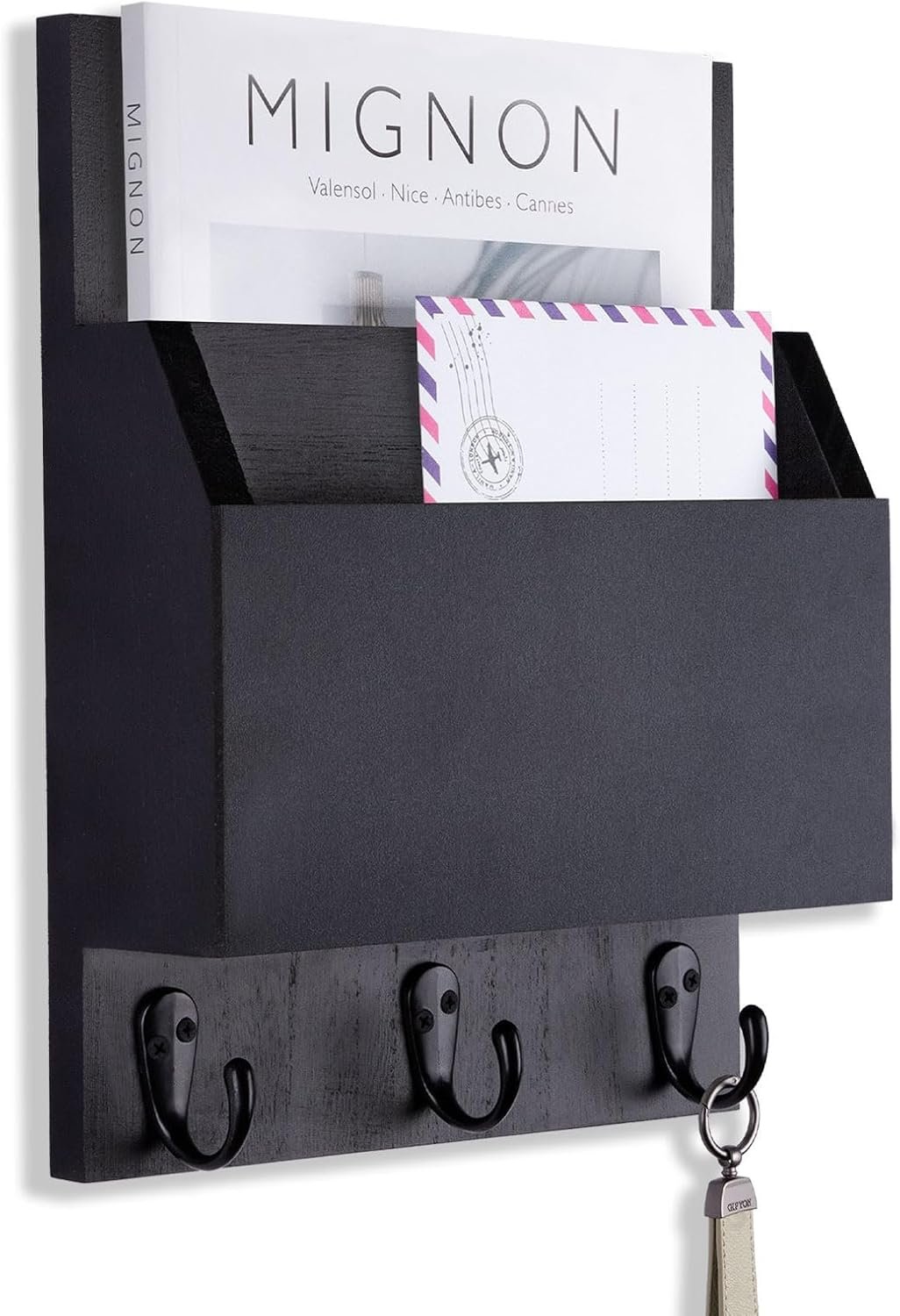 Key and Mail Holder for Wall Mount, Mail Holder with Chalkboard