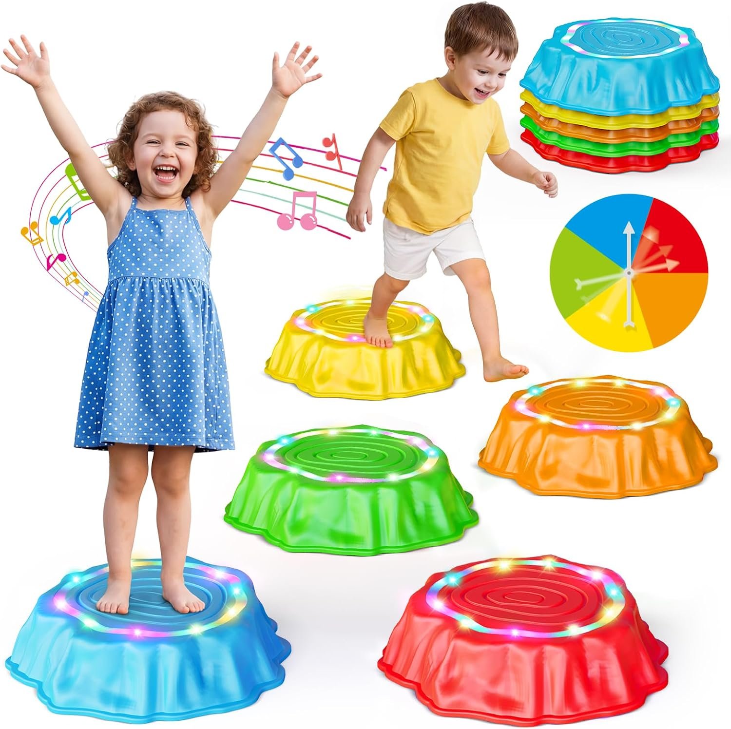 Flooyes Stepping Stones for Kids, Light Up & Music
