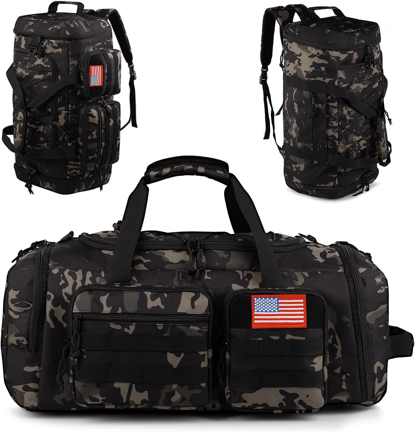 Tactical Gym Bag for Men,70L Large 3-in-1 Sports Duffle Bag for Travel Gym