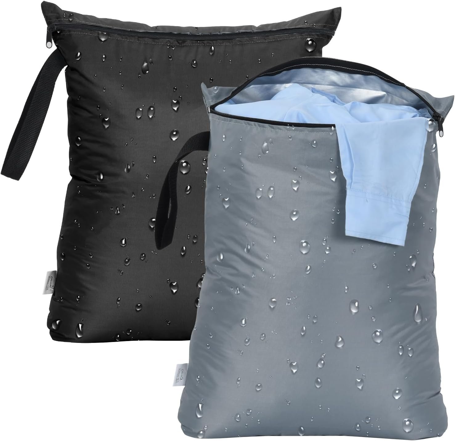 OTraki 2PCS Wet Bags 16×20 inch Medium Wet Dry Bag for Swimsuit and Towels Waterproof Beach Swimming Bag, Wet Dirty Clothes Gym Bags with Handle Drying Do Not Exceed 176℉ (Black & Grey)