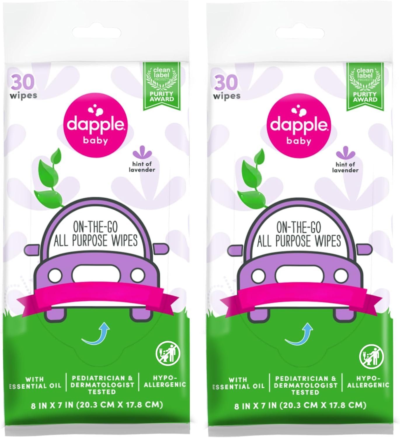 Dapple Baby – All Purpose Wipes, Hint of Lavender – 30 Count (2 Pack)