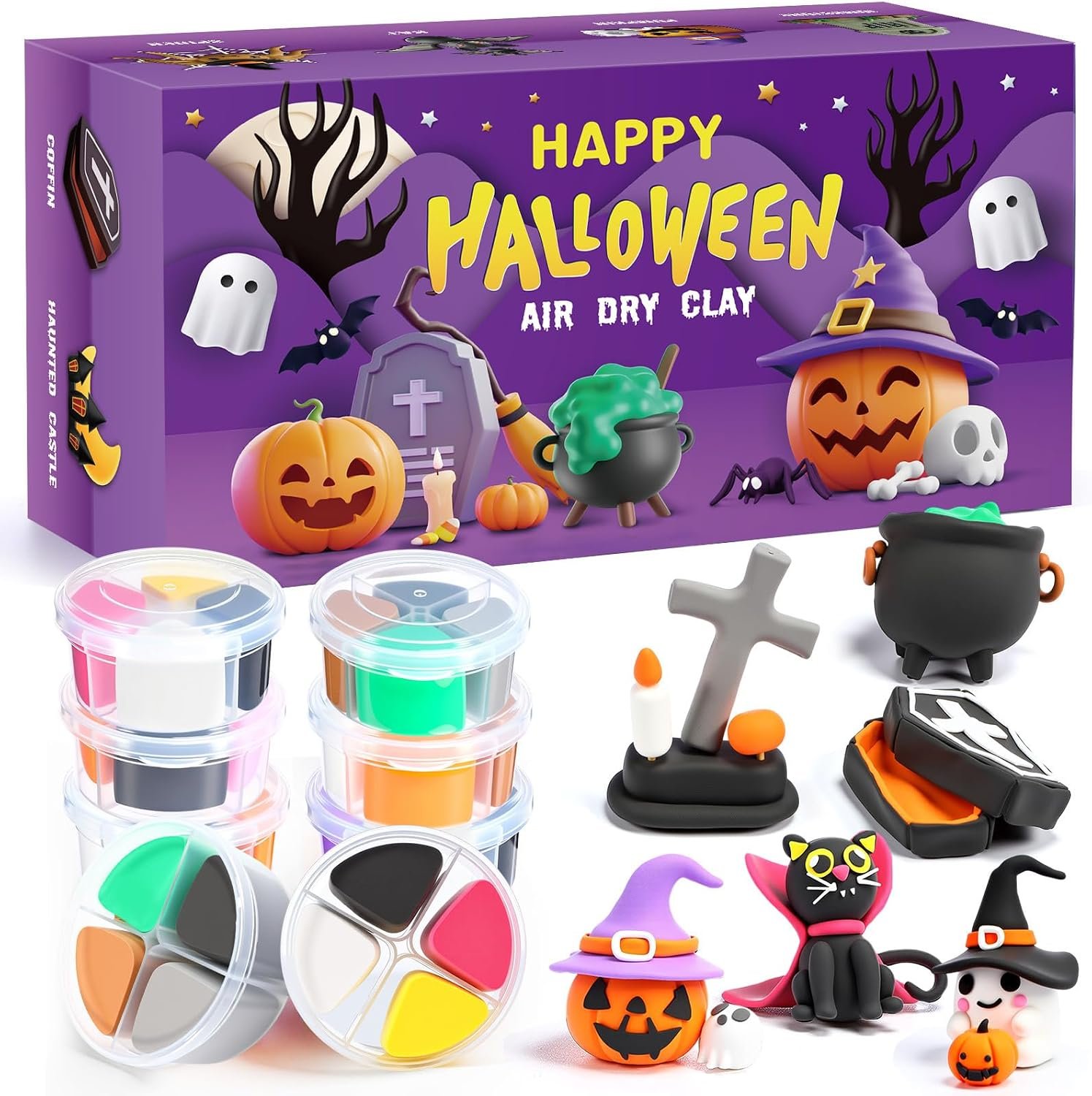 Capoda 24 Boxes Halloween Air Dry Clay Kits Modeling Clay for Kids Gifts