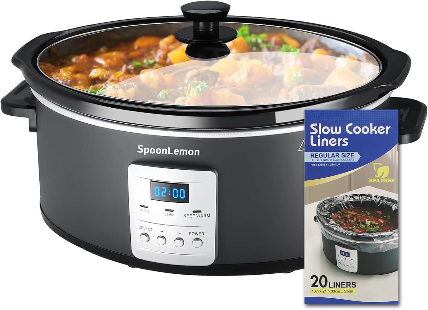 7QT Slow Cooker, Electric Programmable Cooker with 20H Timer
