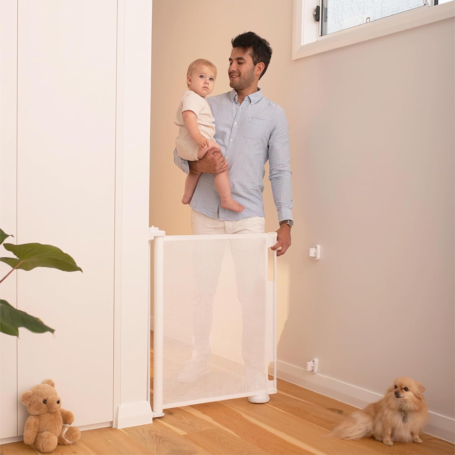 Perma Child Safety Retractable Baby Gate – Mesh Dog & Pet Gate for Stairs