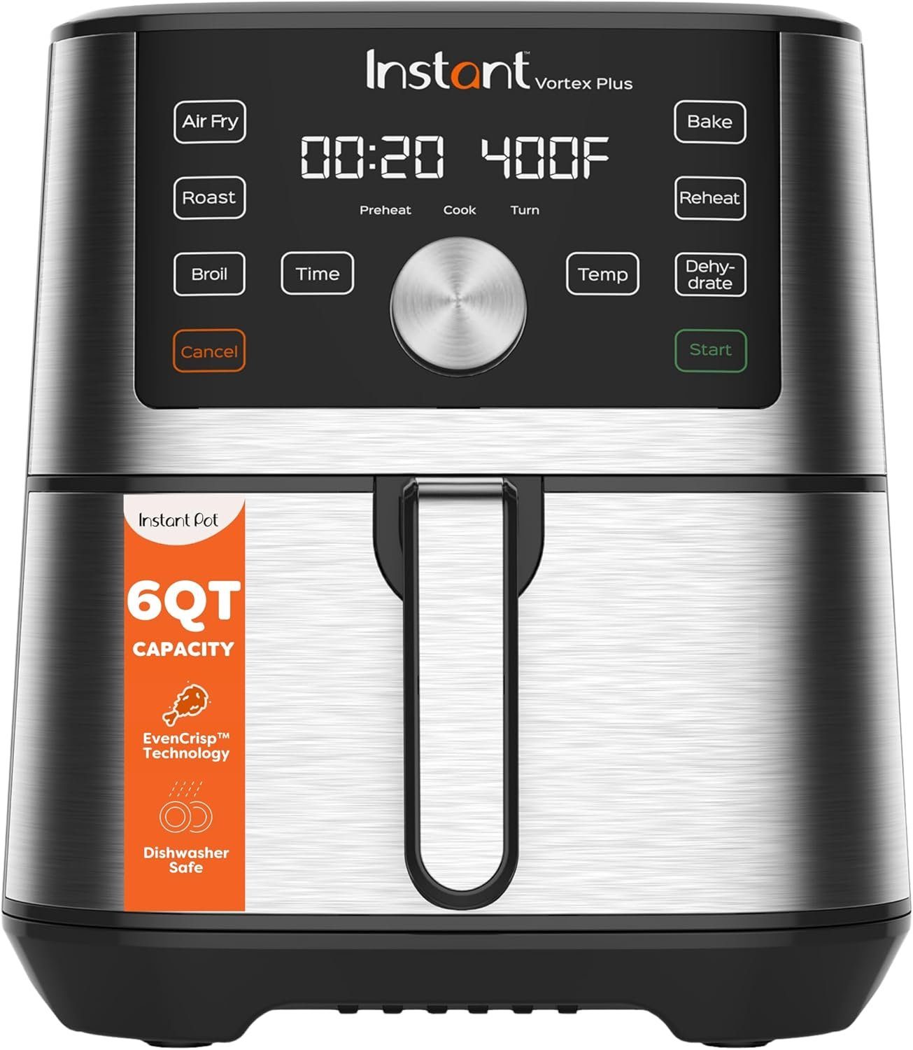 Instant Pot VORTEX Plus 6QT XL Air Fryer, 6-in-1 Air Fryer, Stainless Steel