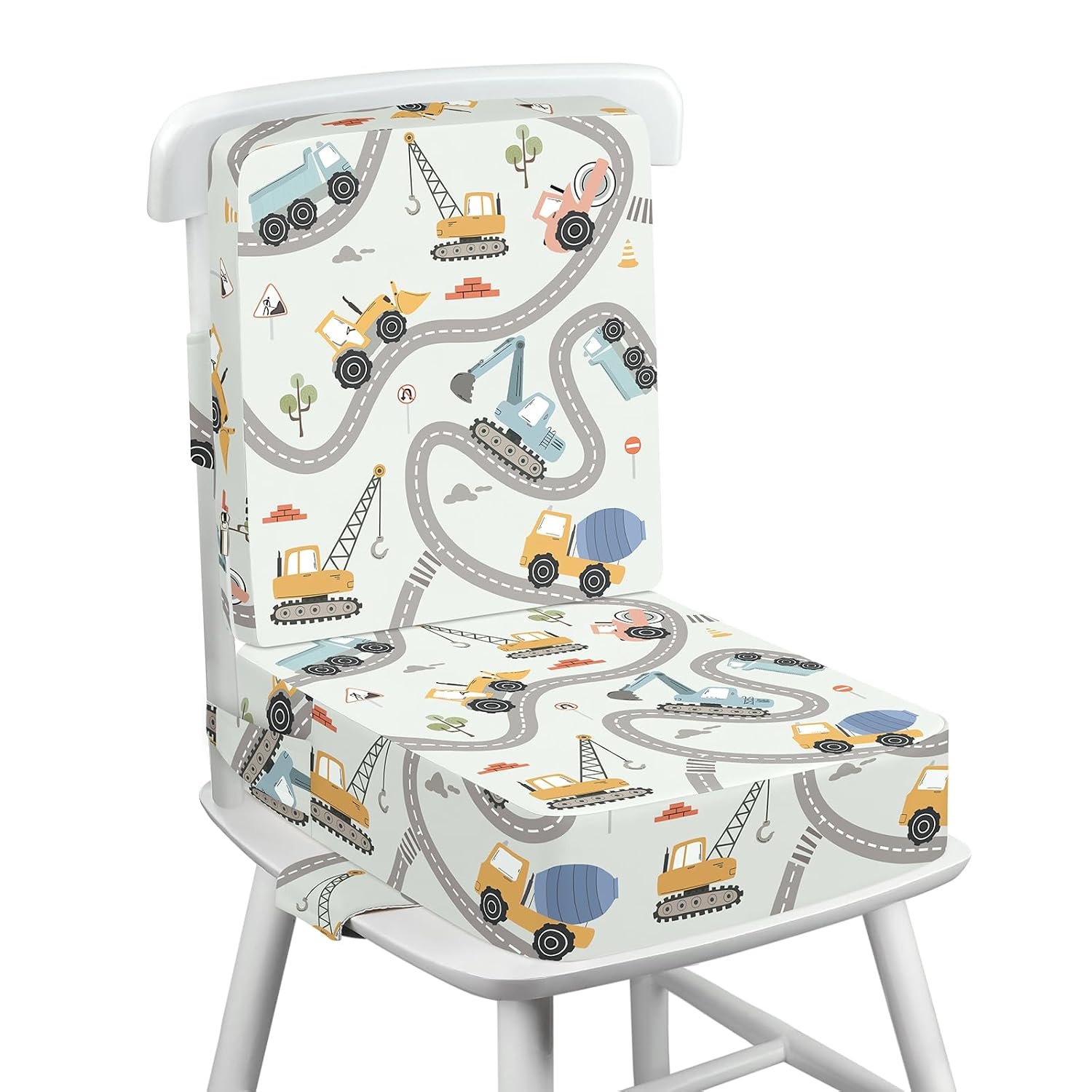 Kids Booster Seat with Back for Kitchen Chair, Excavator