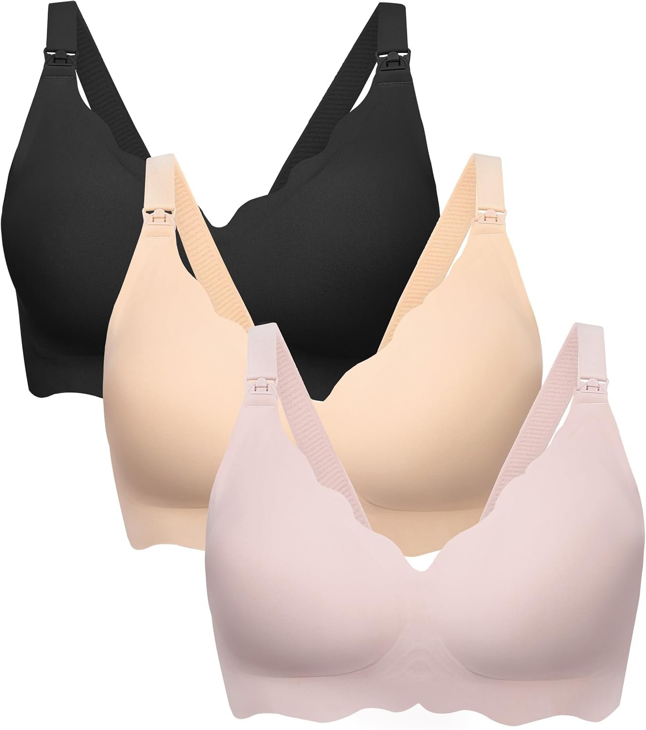 Angelhood Nursing Bras for Breastfeeding 3 Pack Seamless Maternity Bra