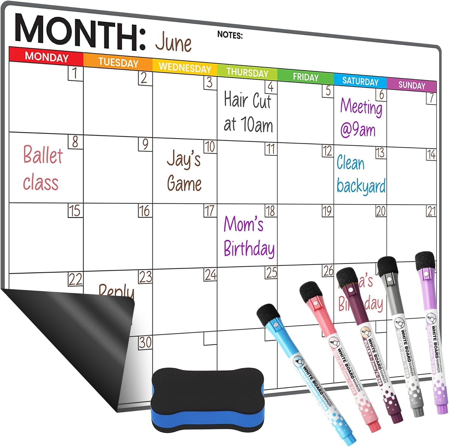 Fridge Calendar Magnet, Dry Erase Monthly Planner & Strong Magnetic Hold