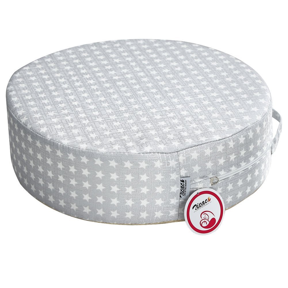 Zicac Kids’ Anti-Slip Chair Seat Cushion – High Chair Dining Seat Pad Dismountable Round Booster Seat Cushion (Gray)