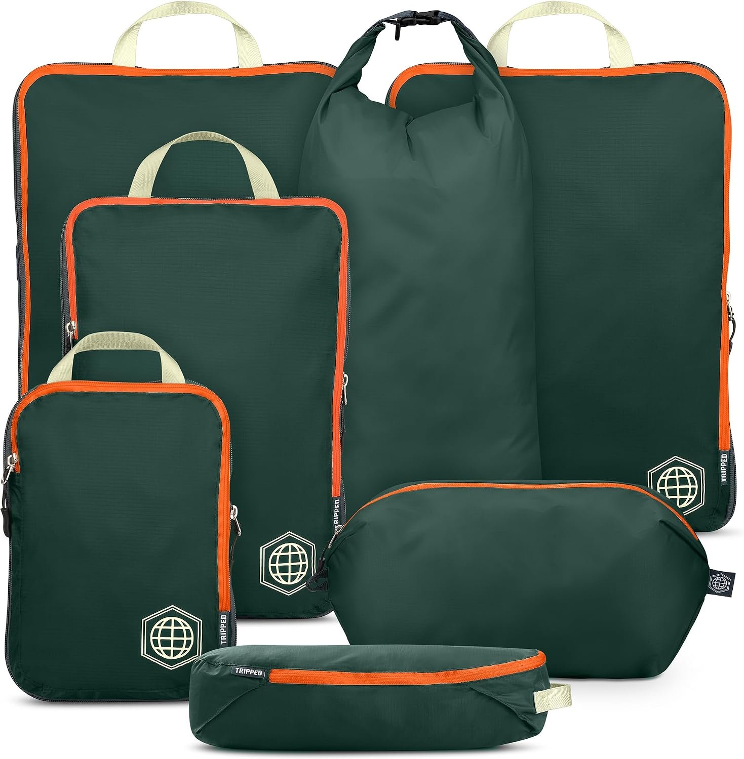 TRIPPED Travel Gear Large Compression Packing Cubes 7-Piece Set for Travel