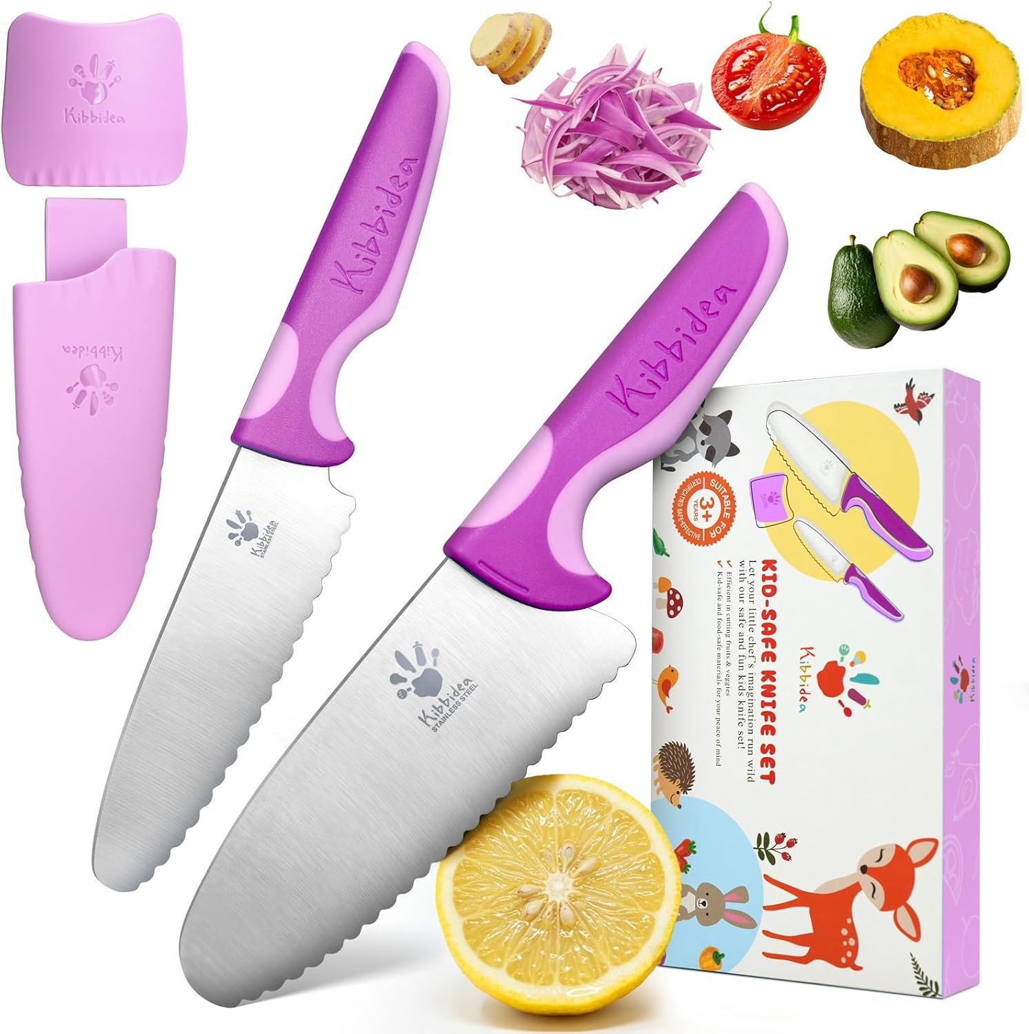 Kibbidea Safe Knife for Kids, Toddler Cutting Knife Set for Real Cooking