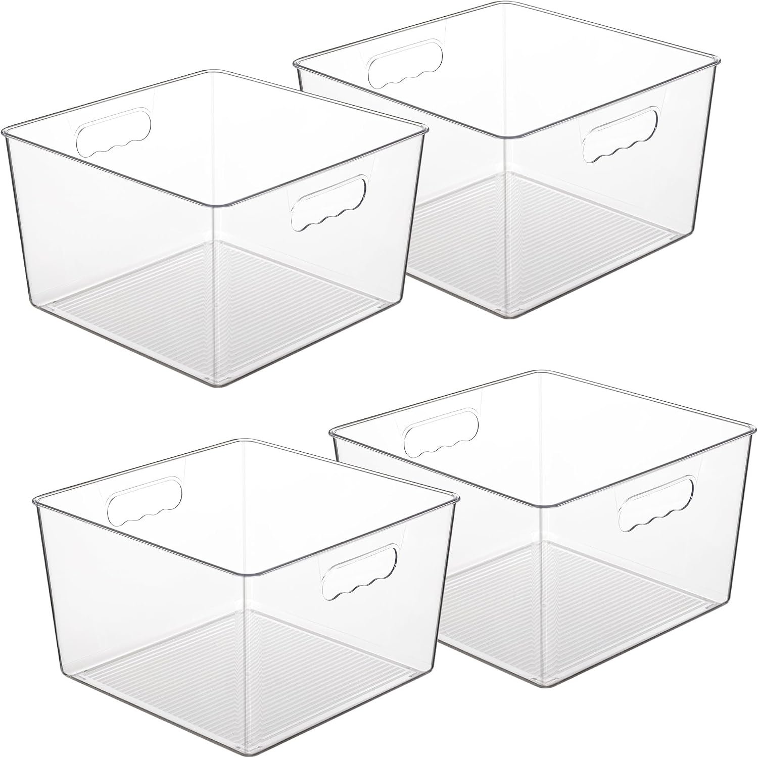 Vtopmart 4 Pack Extra Large Clear Storage Bins, 11×11 Cube Organizer