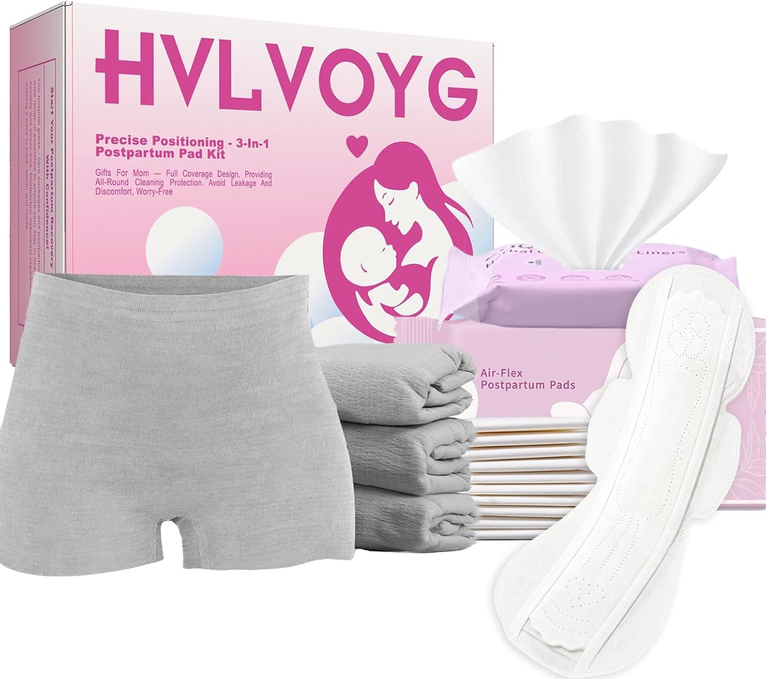 Postpartum Essentials Recovery Kit for New Moms, 15 Pcs Perineal Care Set with Disposable Underwear, Postpartum Pad & Cooling Pad Liners, Hospital Bag Essentials, After Birth Care Supplies