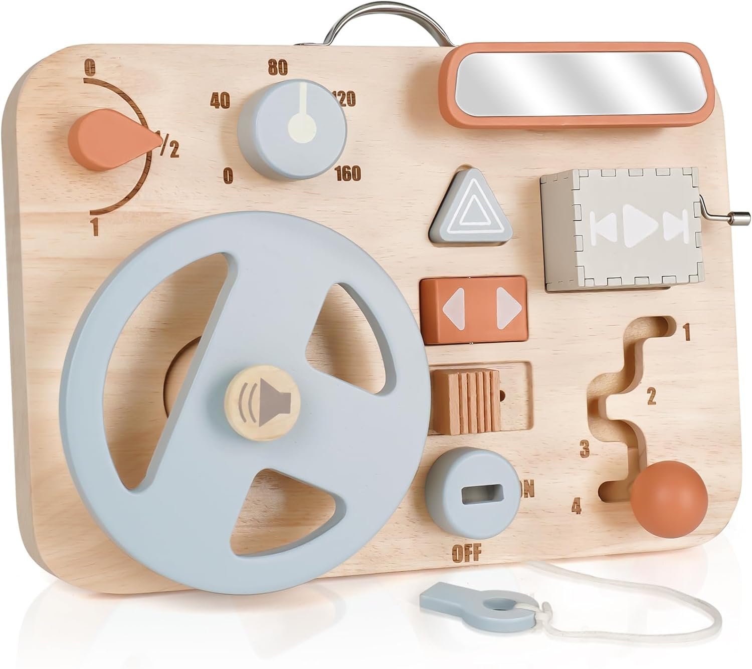 Vanplay Montessori Busy Board for Toddlers – Wooden Montessori Toys, Aesthetic Sensory Activity for Fine Motor Skills, Travel Busy Board Educational Sensory Toys for Boys and Girls