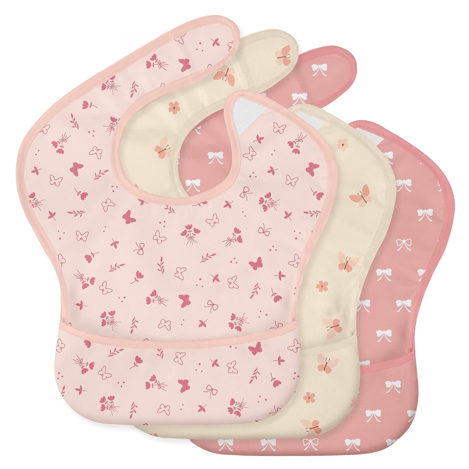 3 Pack Waterproof Baby Bibs for Eating, Mess Proof Feeding Bib