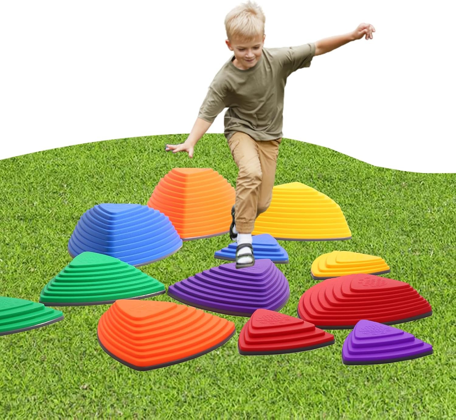 Stepping Stones for Kids Ages 3 and Up – Durable Stepping Stones Encourage Toddler Balance & Gross Motor Skills with Non-Slip Surface for Indoor Obstacle Courses Outdoor Toys Play