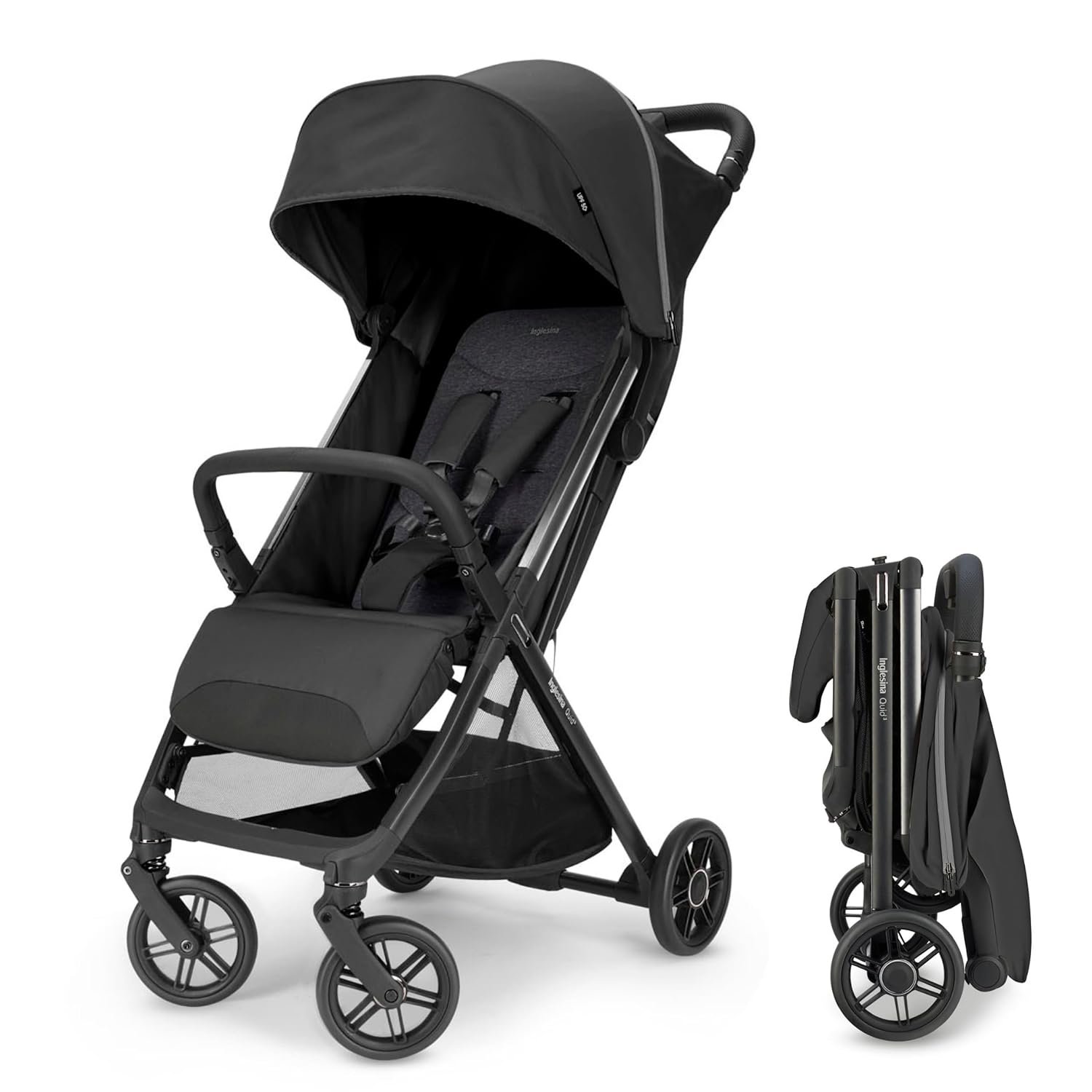 Inglesina Quid³ Travel Stroller with One-Hand Fold, 0–55 lbs | Cosmic Black