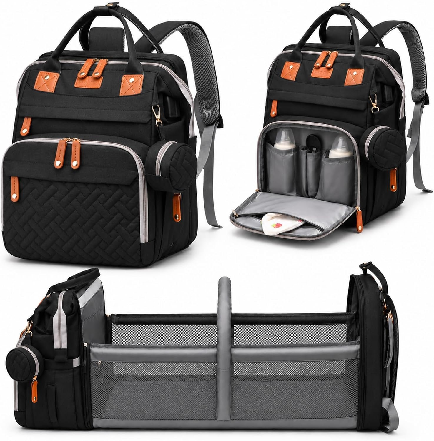 Diaper Bag Backpack with Changing Station, Large Waterproof Travel Baby Bag