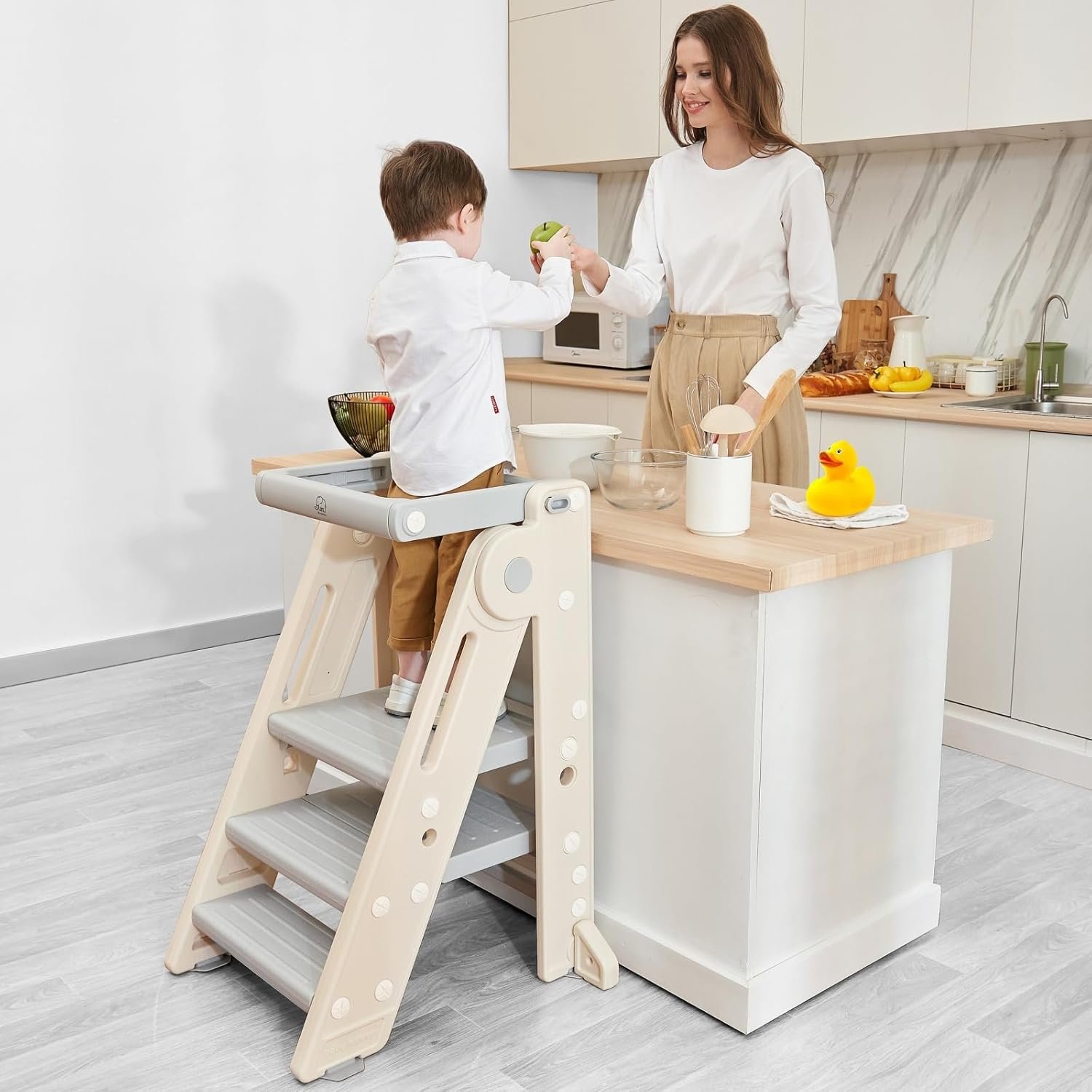 Forbena Toddler Tower Foldable, Plastic Baby Kids Learning Standing Tower