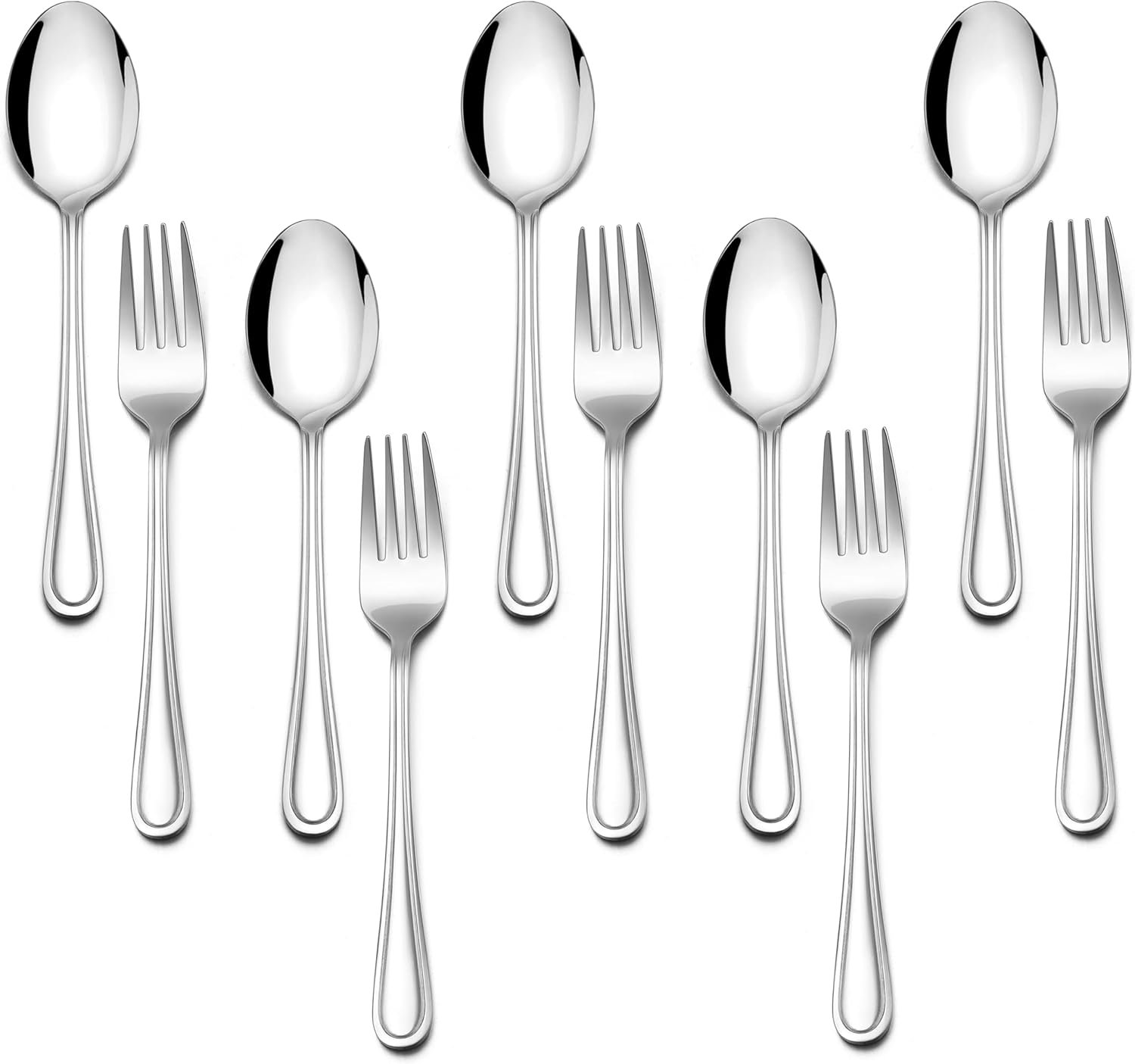 E-far Toddler Utensils, 10-Piece Stainless Steel Kids Fork and Spoon Set