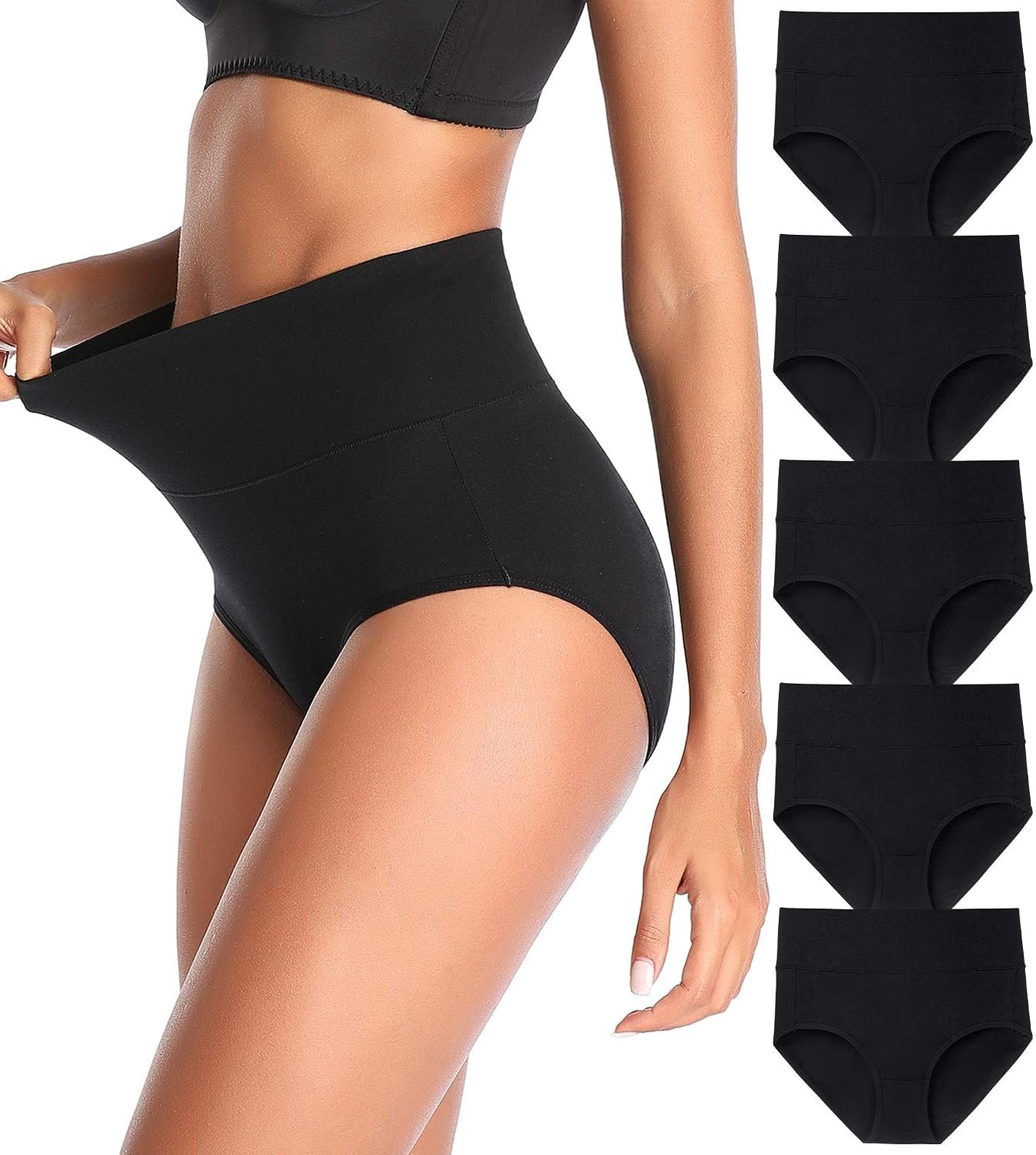 Women’s High Waist Cotton Underwear Stretch Briefs Soft Comfy Ladies Panties MultiPack