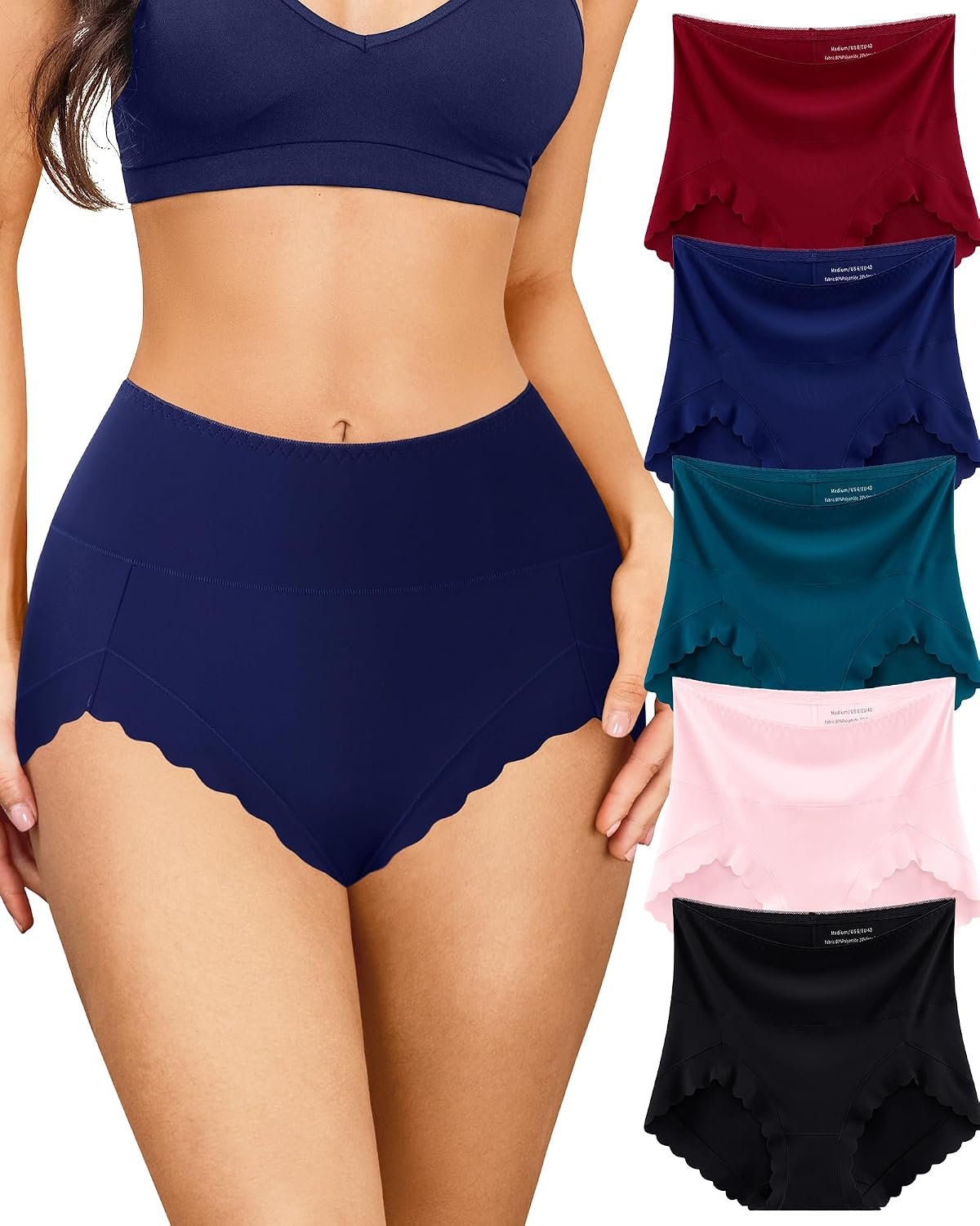 5 Pack Seamless Underwear for Women High Waisted Postpartum Underwear Full Coverage No Show Breathable Stretchy Briefs