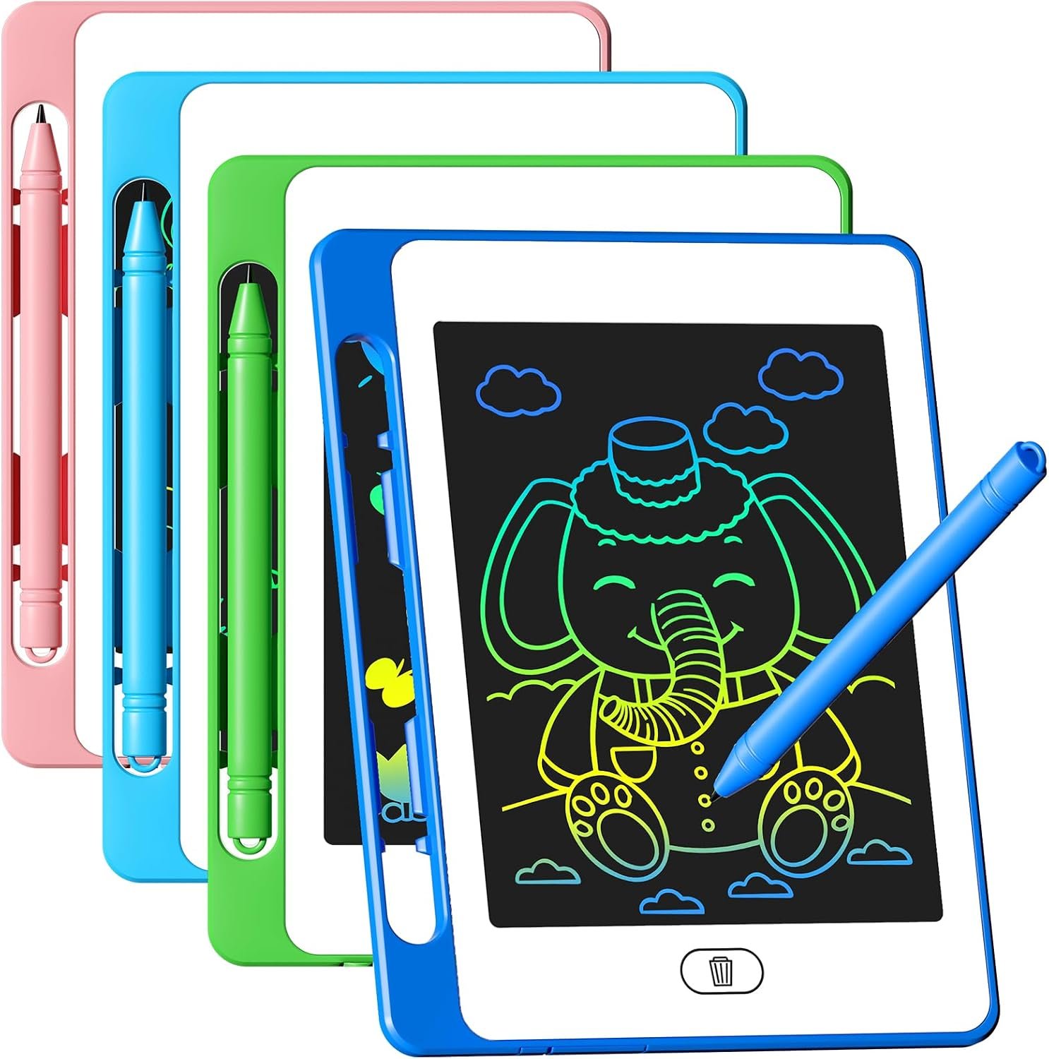 4 Pack LCD Writing Tablet for Kids, 6.5 Inch Colorful Doodle Board Drawing Tablet, Erasable Reusable Electronic Drawing Pads, Educational Learning Toys Birthday Gifts for Girls Boys Age 3 4 5 6 7 8