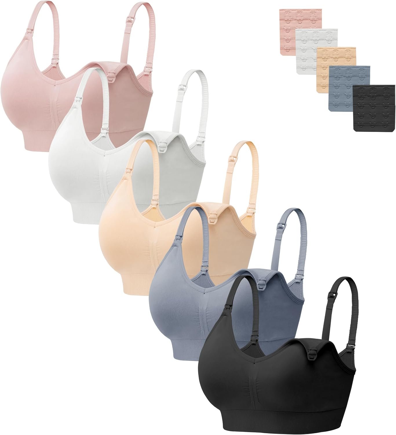 HBselect Women Maternity Bras 5 Pack Nursing Bras for Breastfeeding