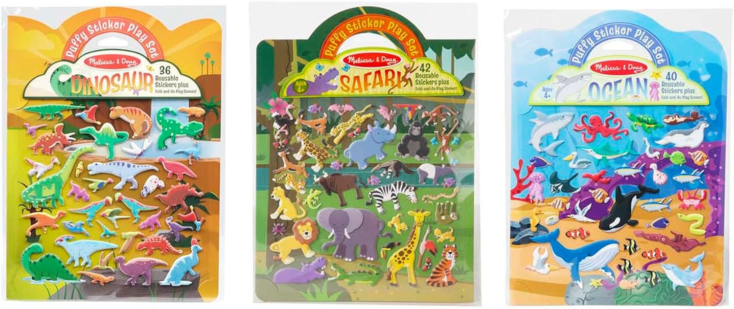 Melissa & Doug Puffy Sticker Activity Books Safari & Ocean Set