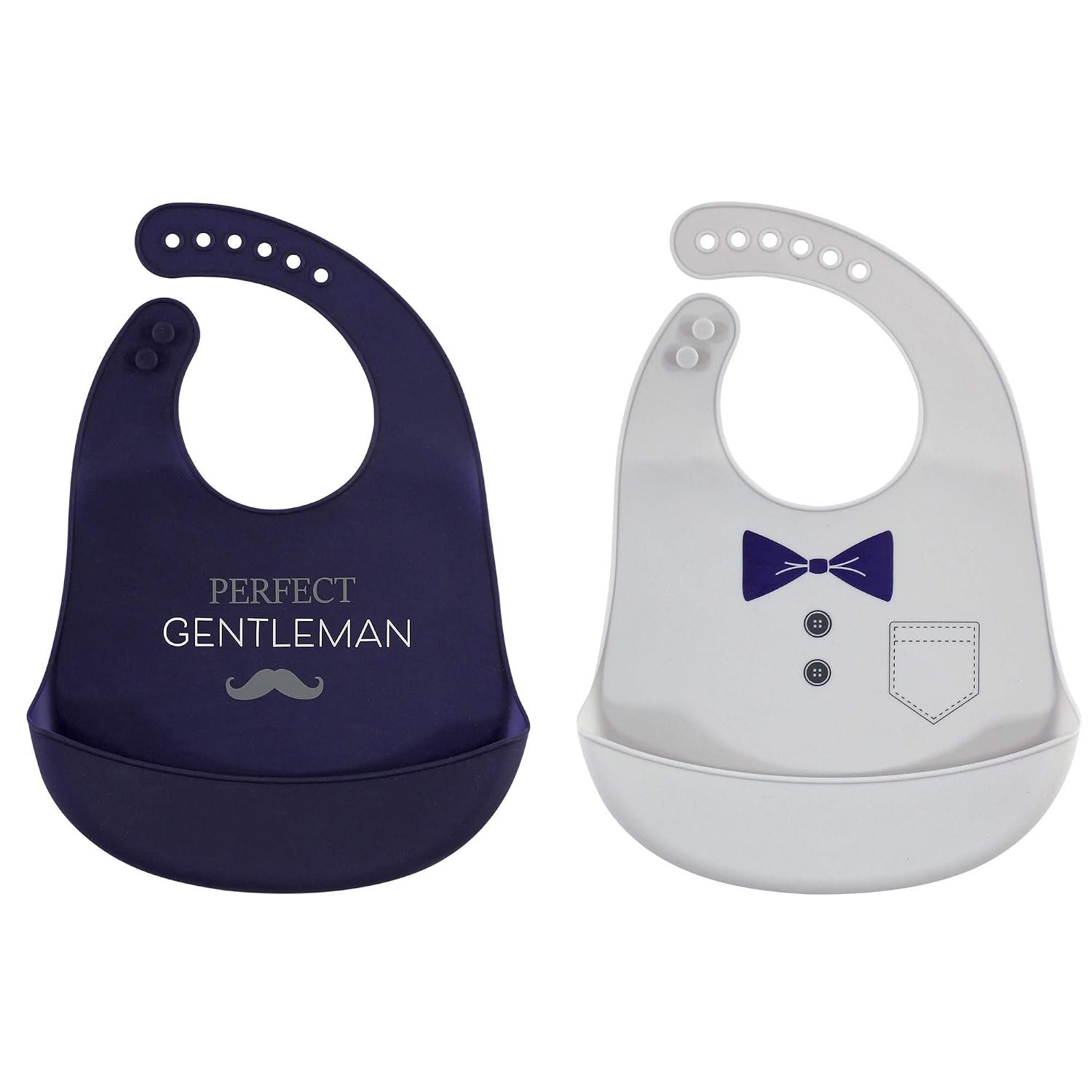 Hudson Baby Unisex Baby Silicone Bibs, Perfect Gentlemen, One Size