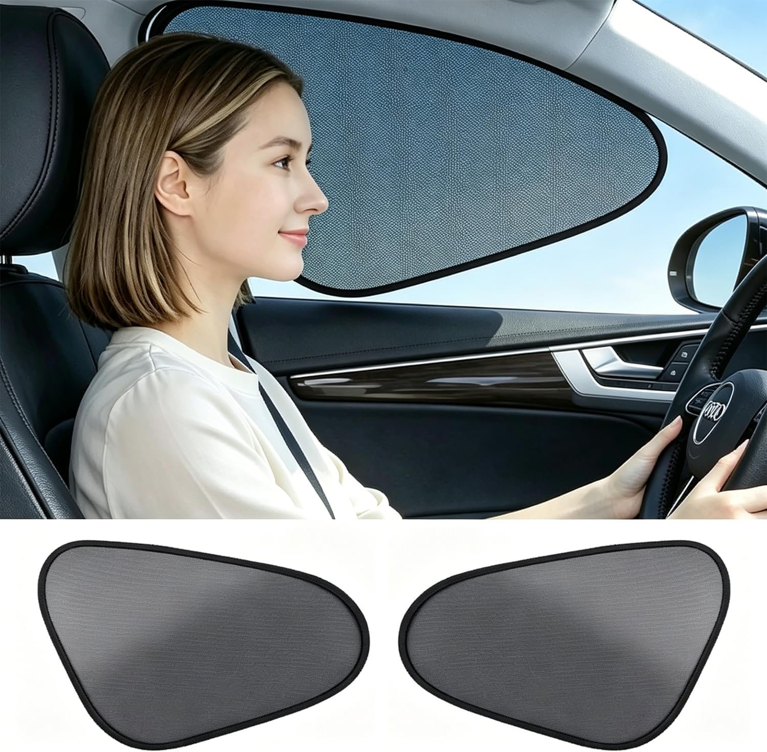 2-Pack Car Window Shades, Foldable Static Cling Car Shades for Side Windows