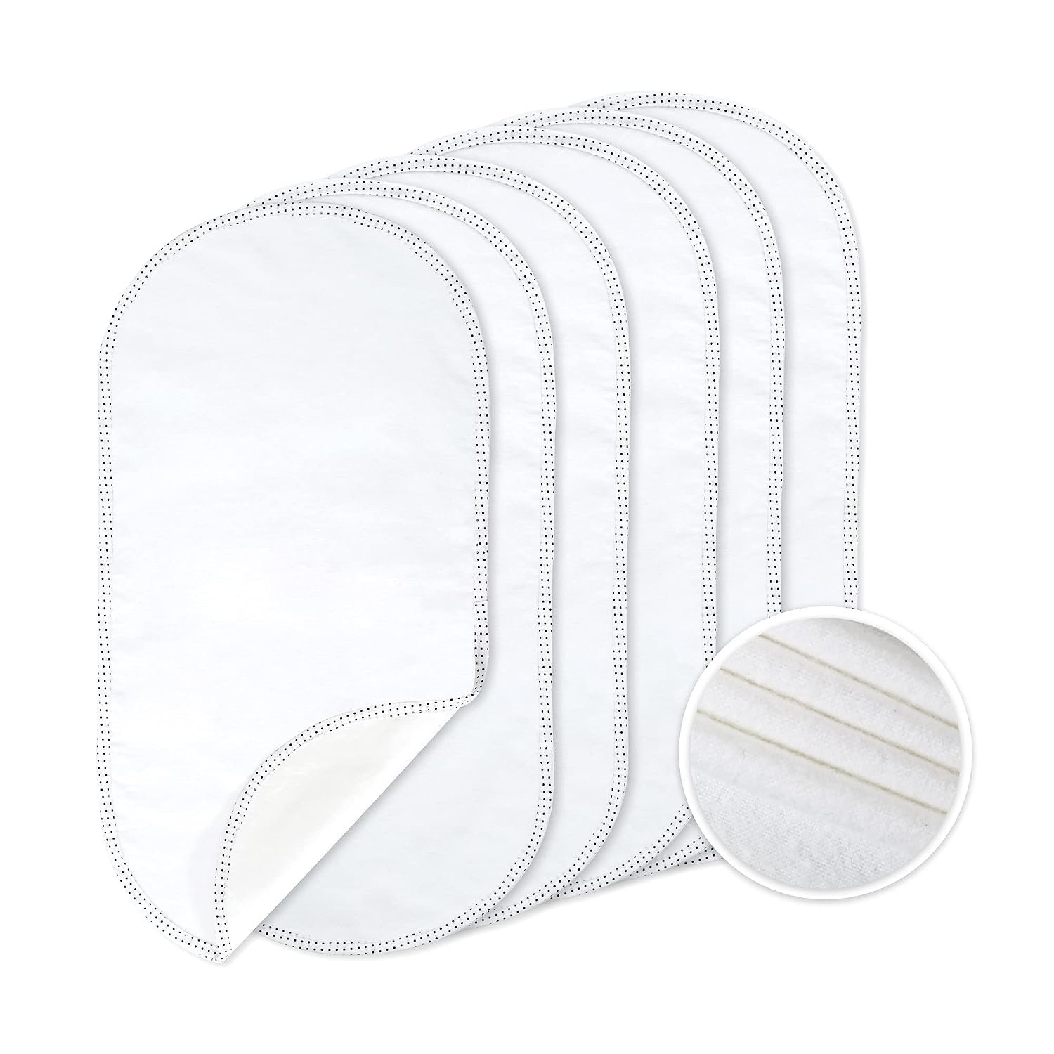 TILLYOU Waterproof Changing Pad Liners 6 Pack, 100% Cotton Reusable Cloth Diaper Liners, White