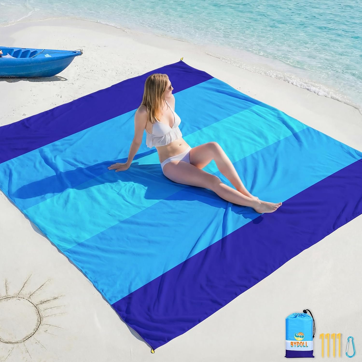 Beach Blanket Waterproof Sandproof Large 78”X81”/10’X9′ Beach Towel Mat
