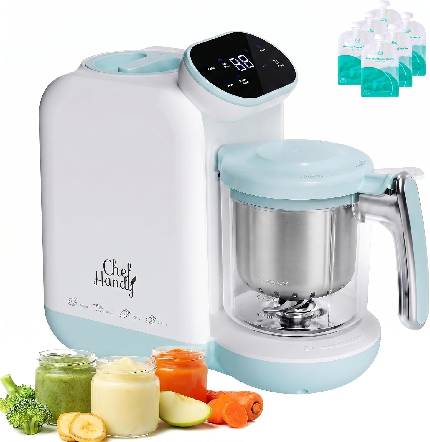 Baby Food Maker with Stainless Steel Steam Basket, One-Step Steam & Blend