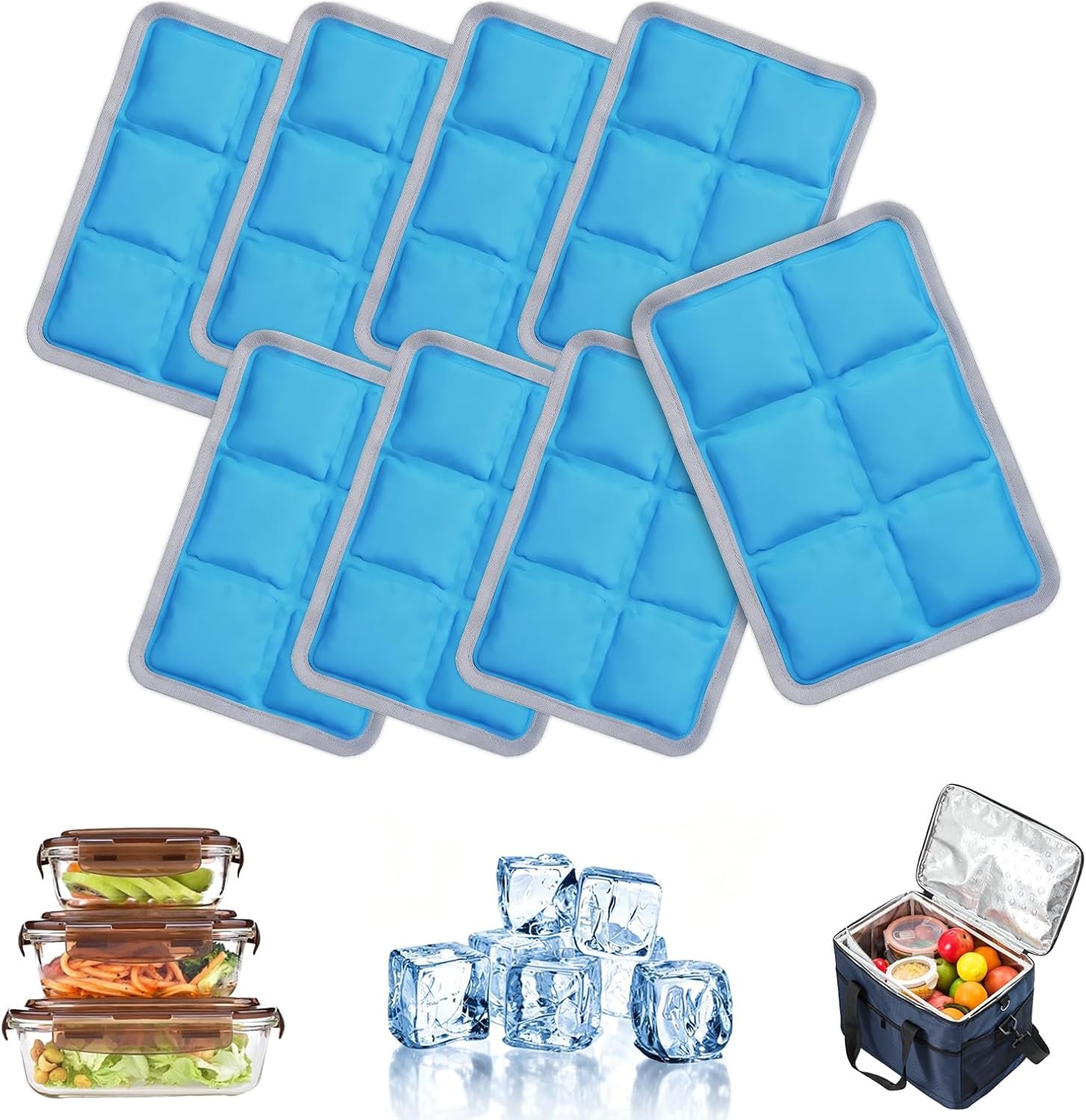 8PCS Ice Packs for Lunch Boxes, Slim Reusable Lunch Box Ice Packs for Food